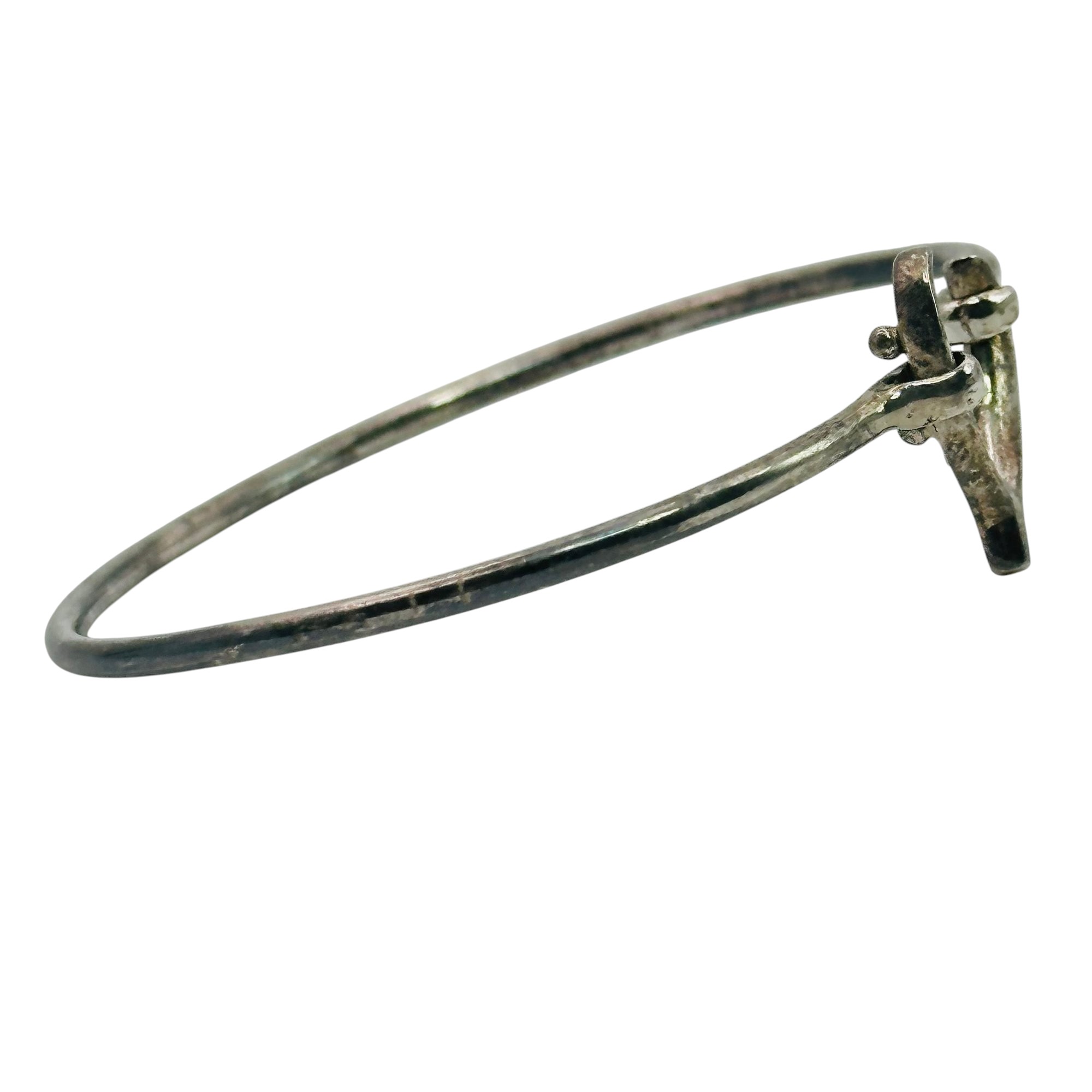 Sterling Bangle Wishbone Hook Bracelet