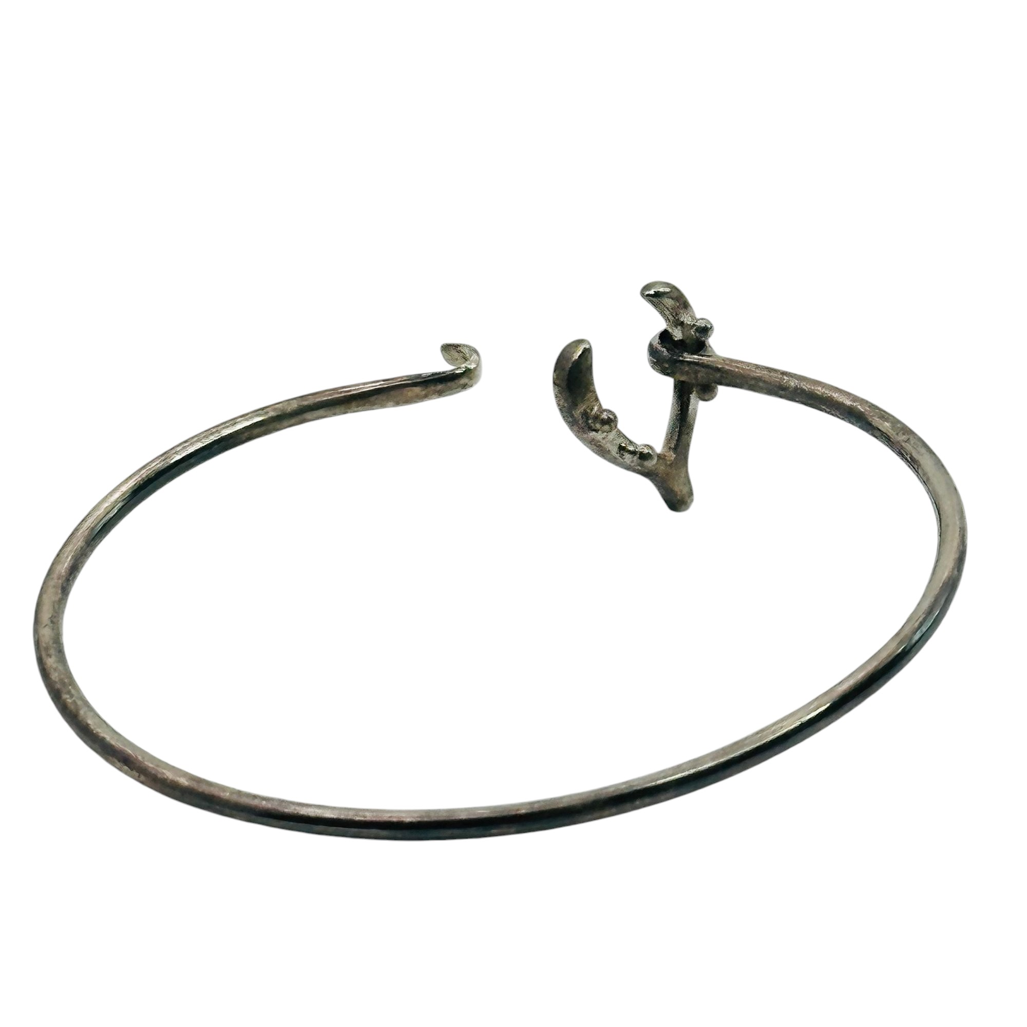 Sterling Bangle Wishbone Hook Bracelet