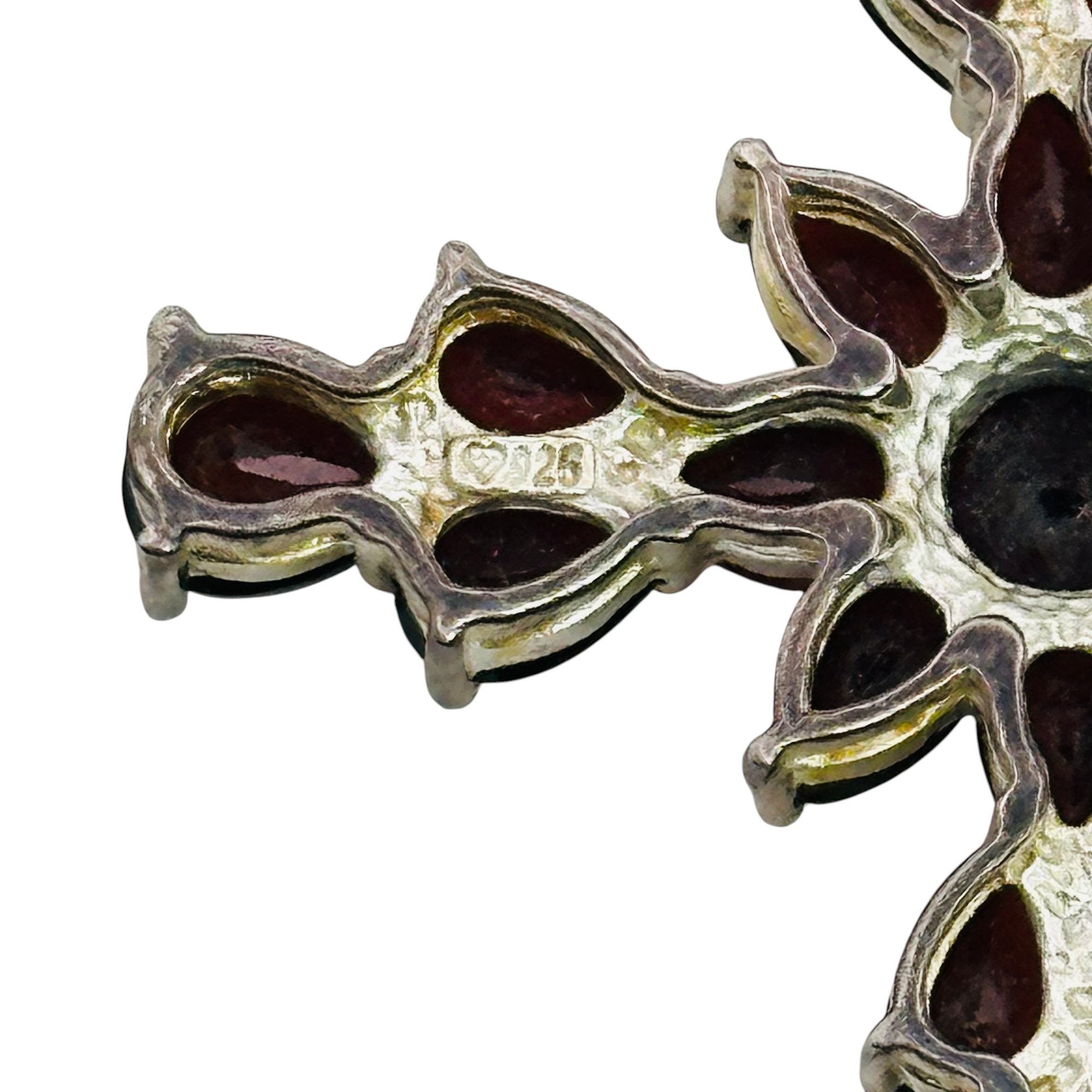 Sterling Garnet Cross Pendant
