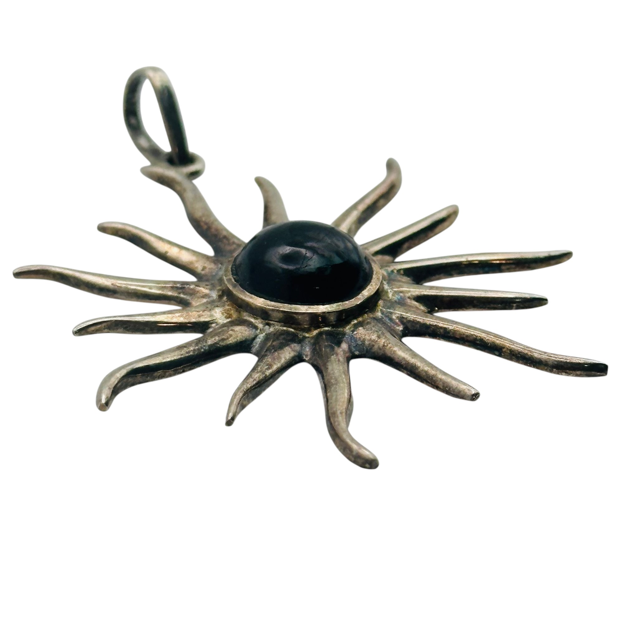 Sterling Onyx Sun Pendant