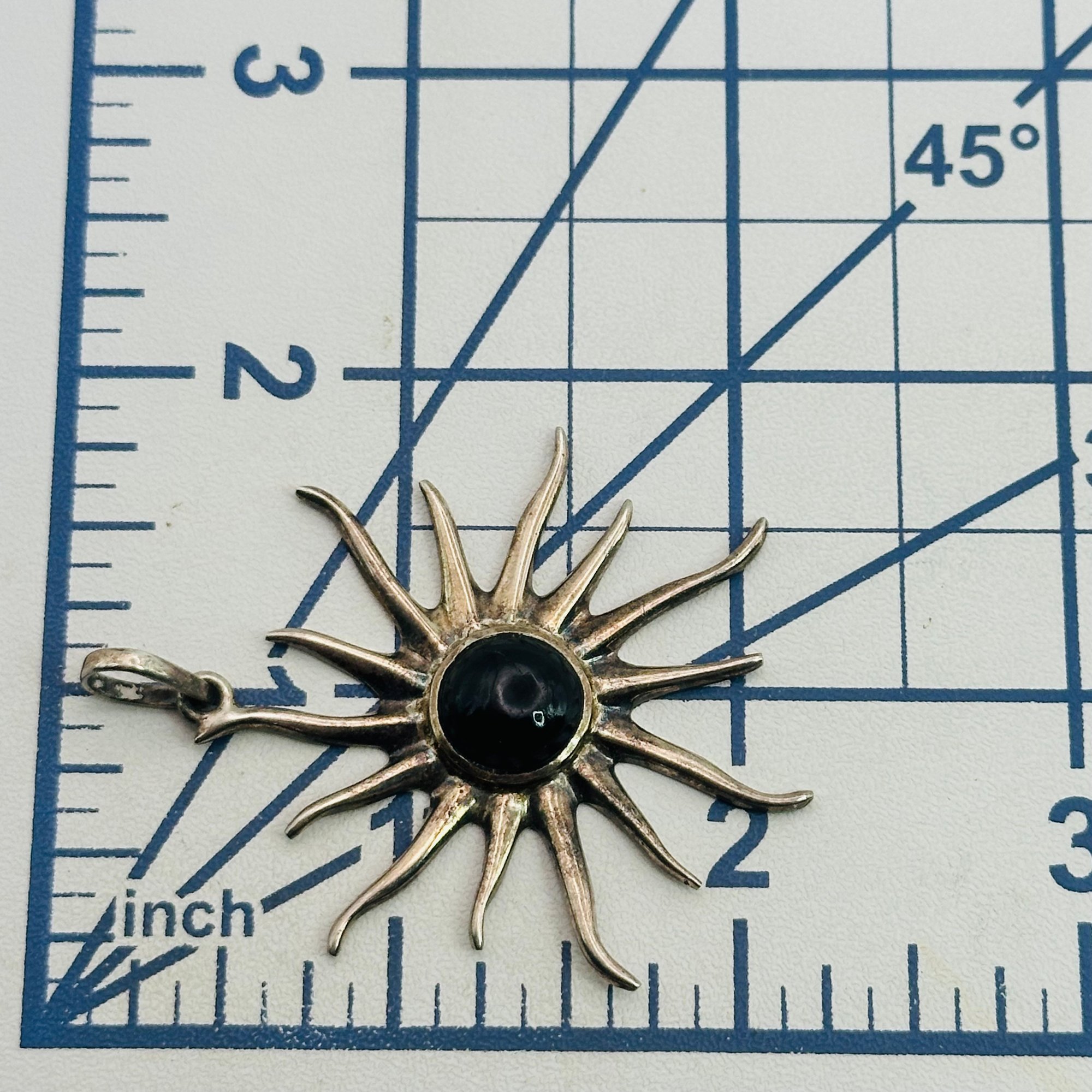 Sterling Onyx Sun Pendant