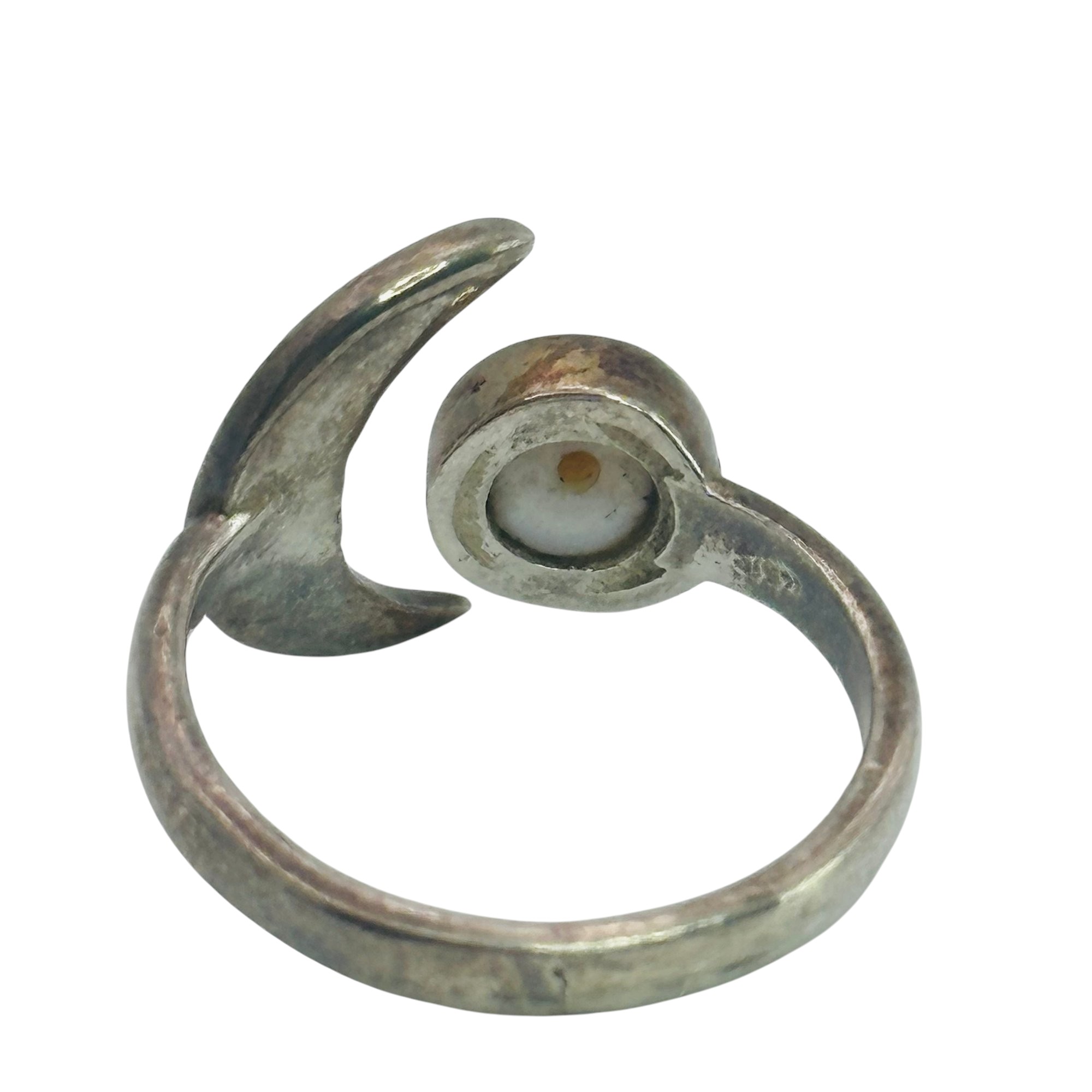 Sterling Pearl Moon Adjustable Ring