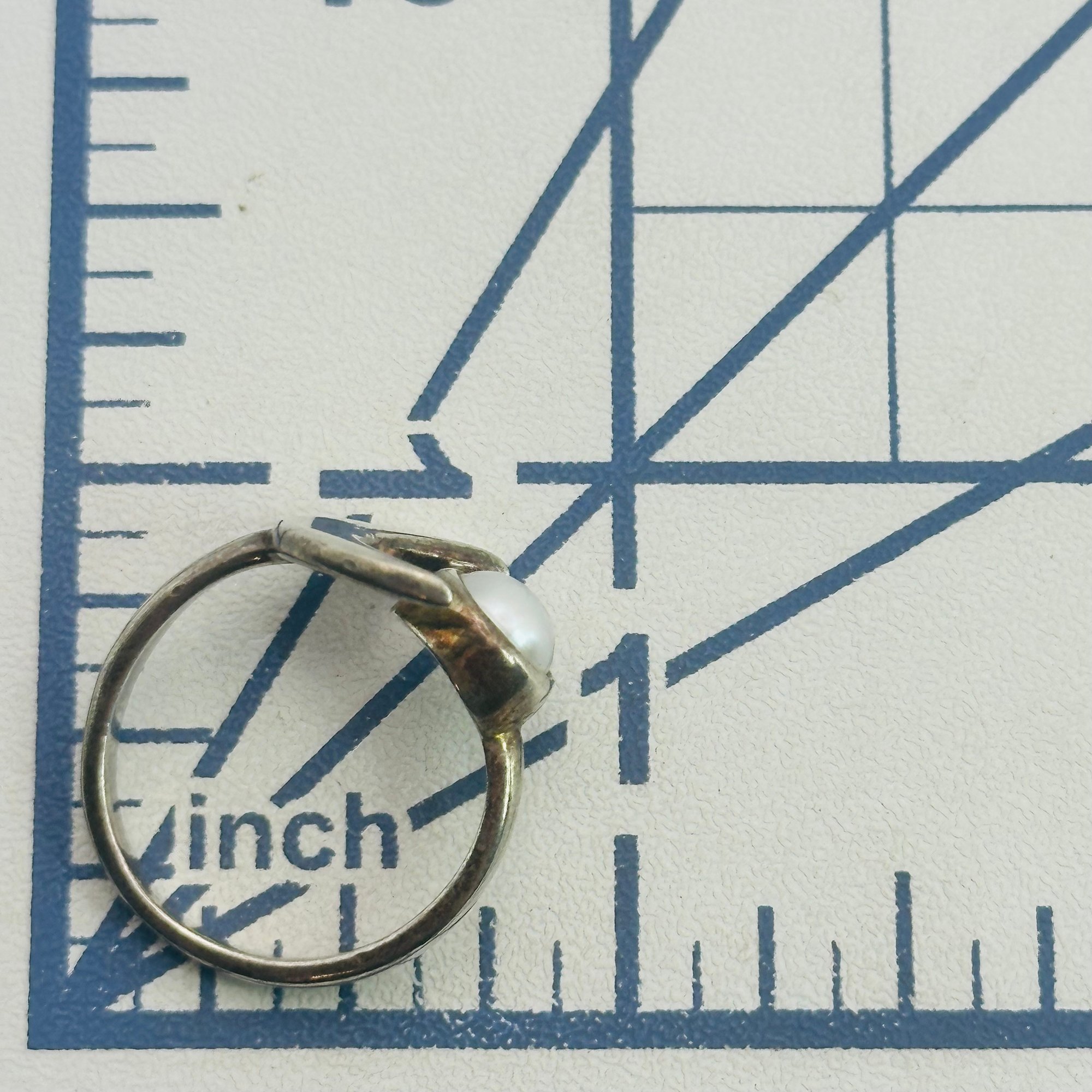 Sterling Pearl Moon Adjustable Ring