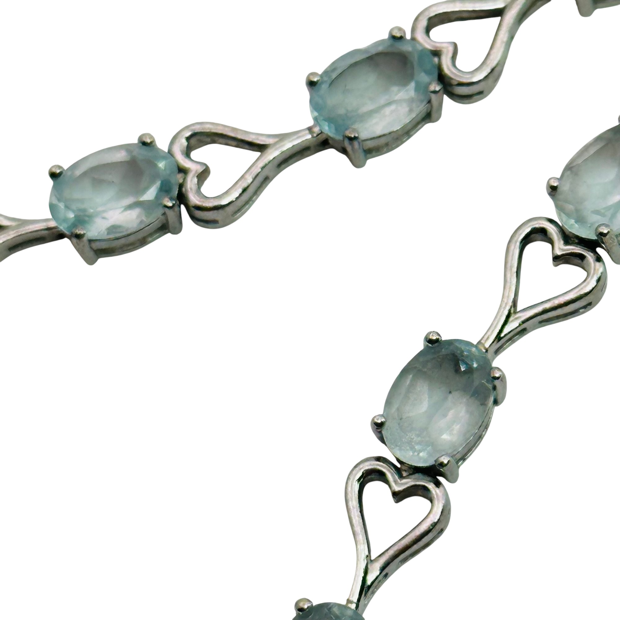 Signed Sterling Topaz Heart Bracelet