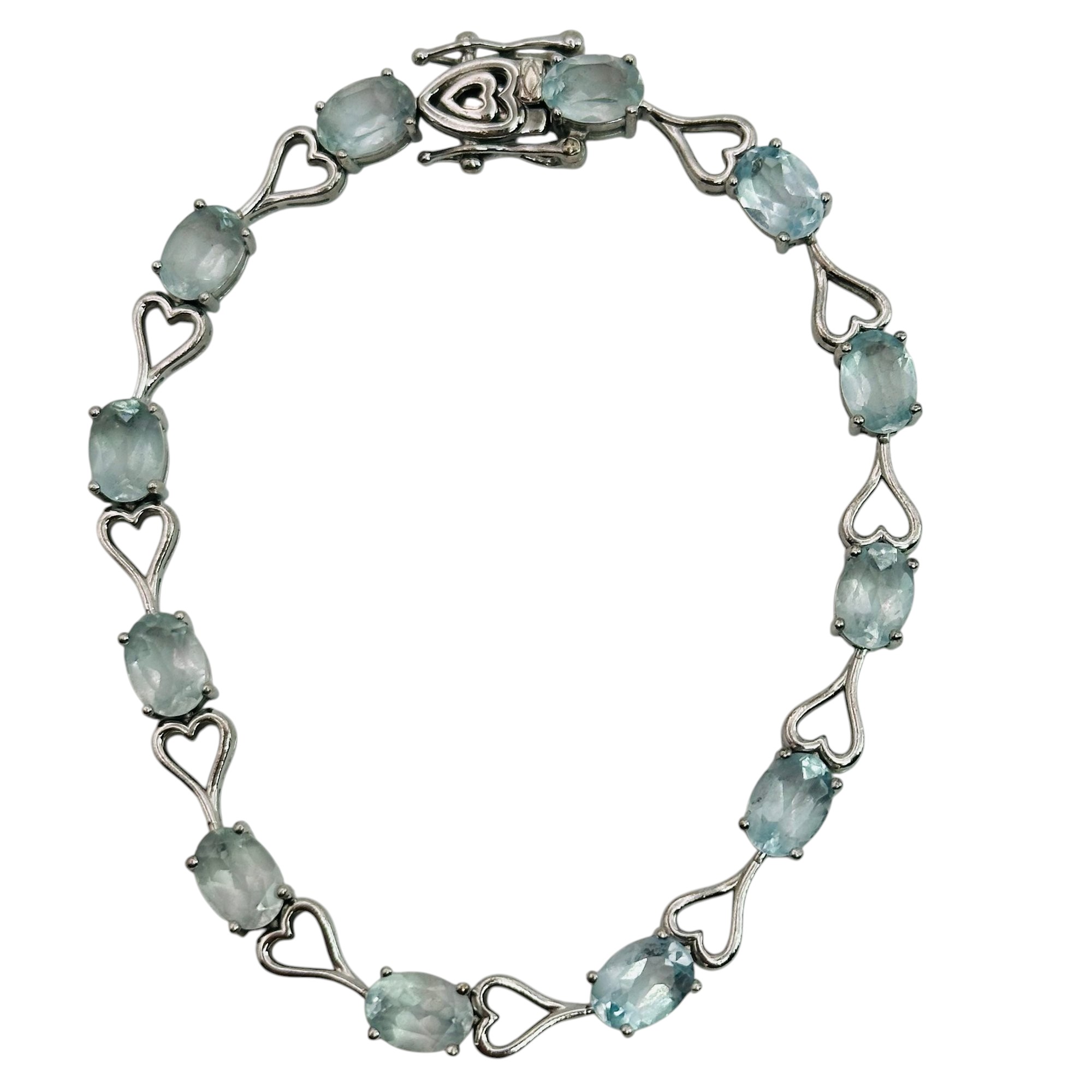 Signed Sterling Topaz Heart Bracelet