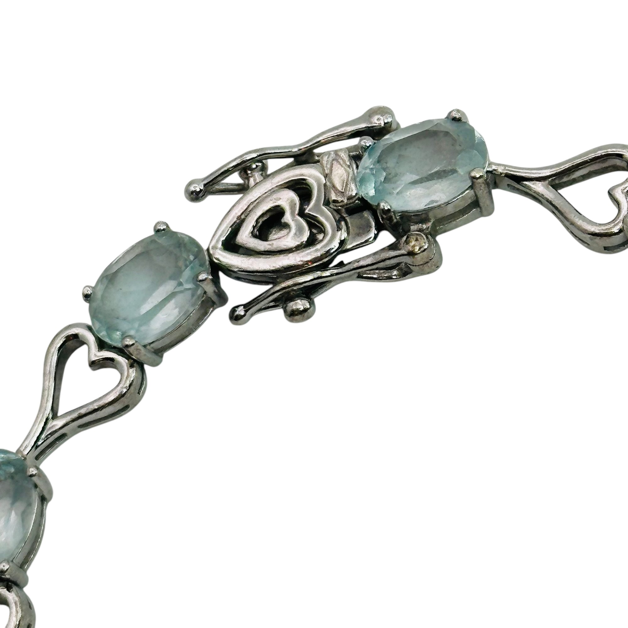 Signed Sterling Topaz Heart Bracelet