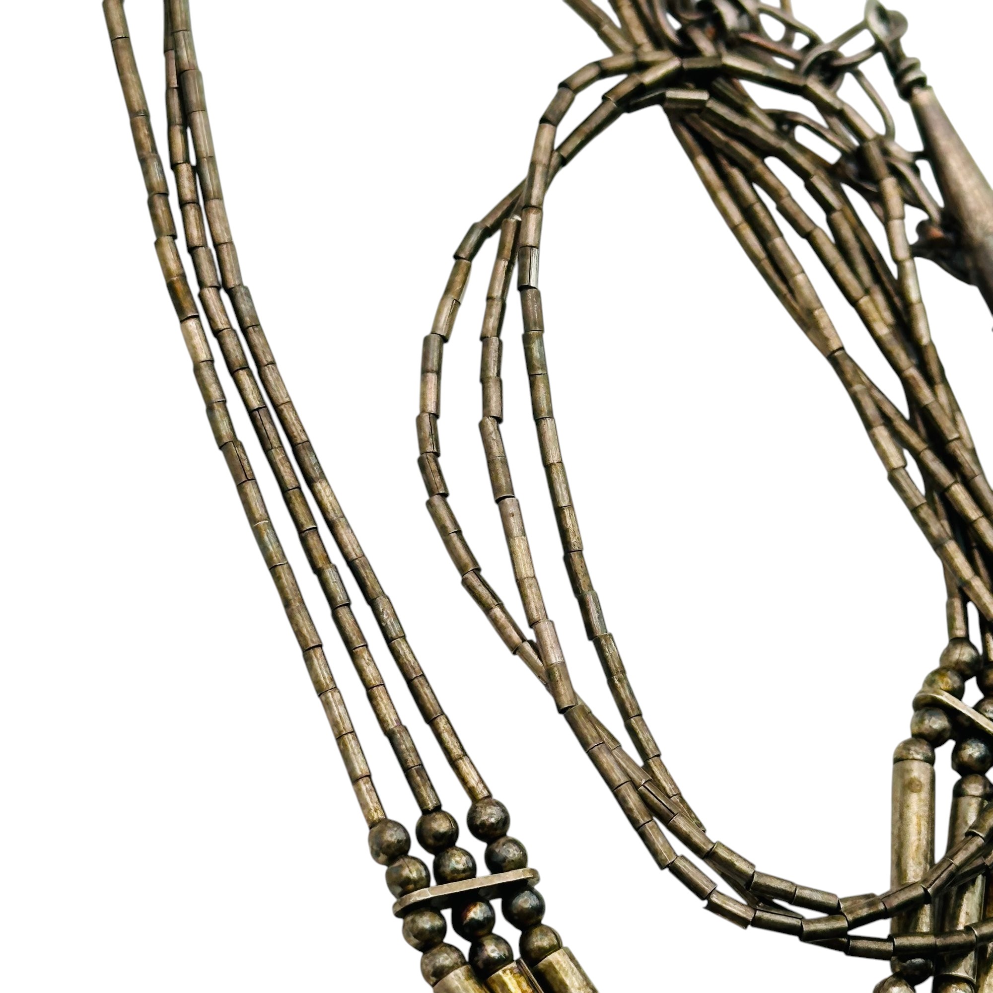 Sterling Liquid Silver Multi Chain Stone Necklace