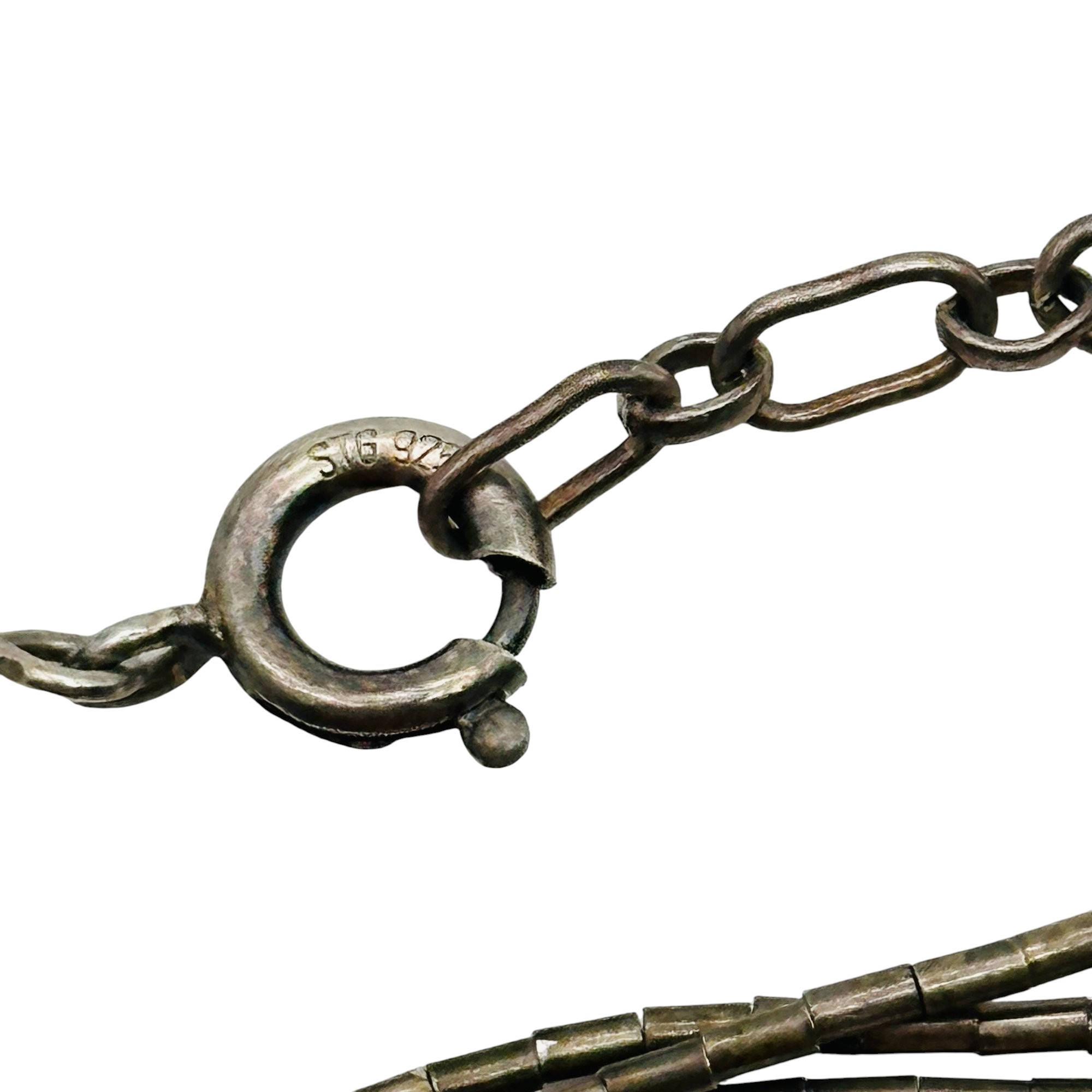 Sterling Liquid Silver Multi Chain Stone Necklace