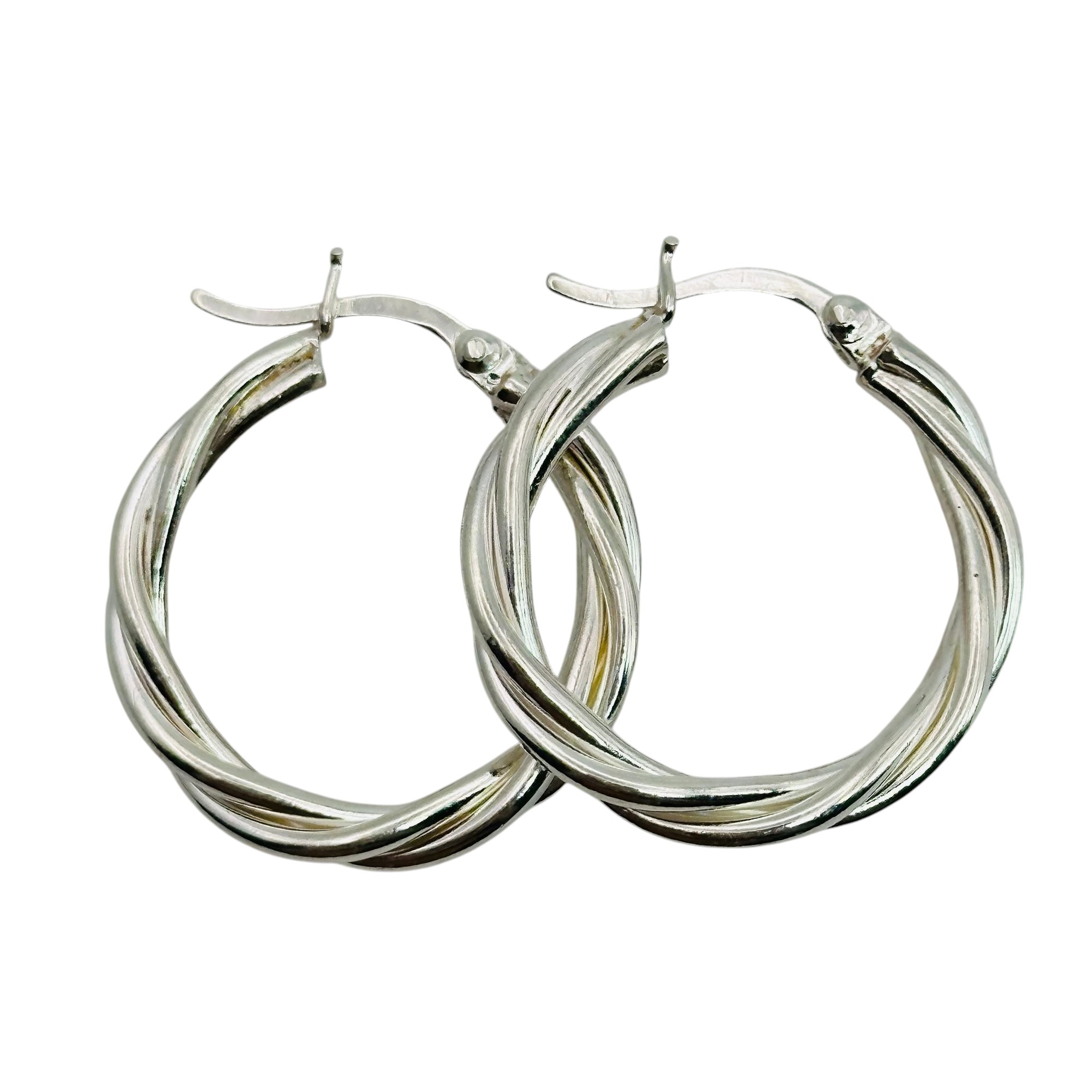Signed Sterling Twisted Hoop Earrings