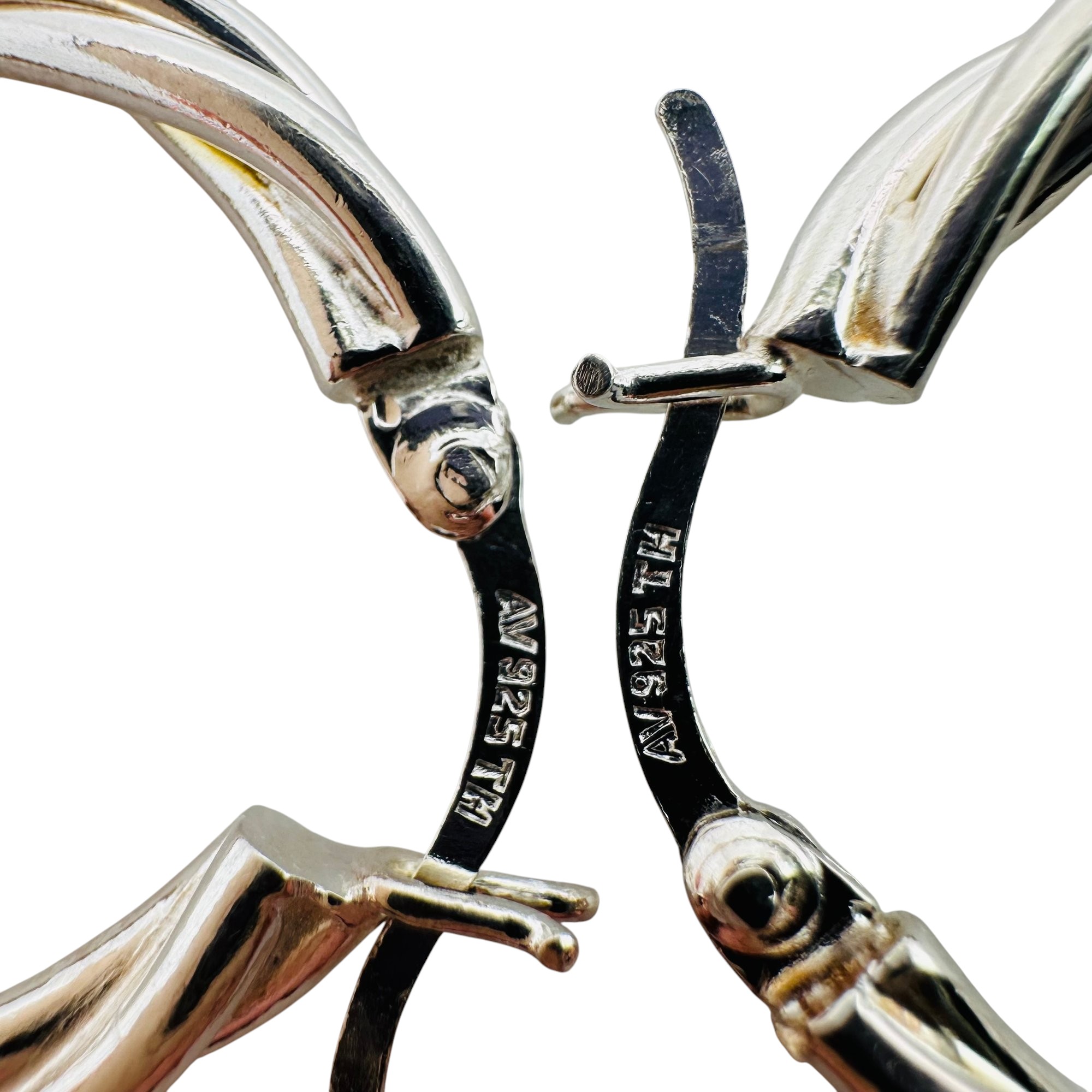 Signed Sterling Twisted Hoop Earrings
