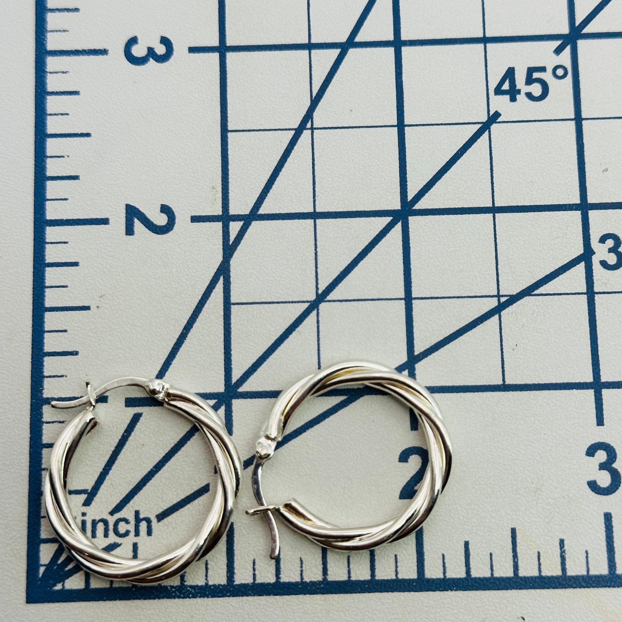 Signed Sterling Twisted Hoop Earrings