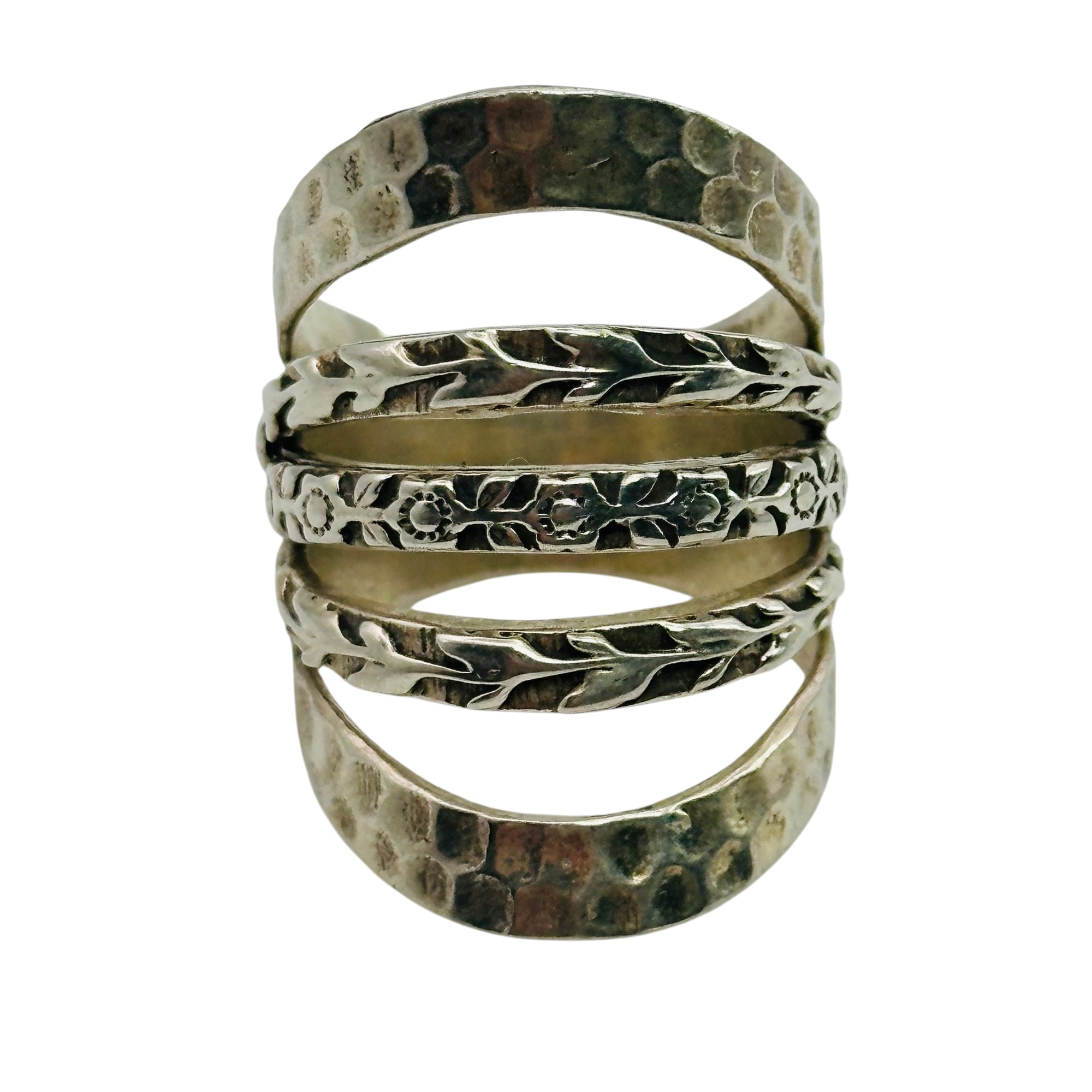 Sterling Hammered Stamped Ring Sz 7