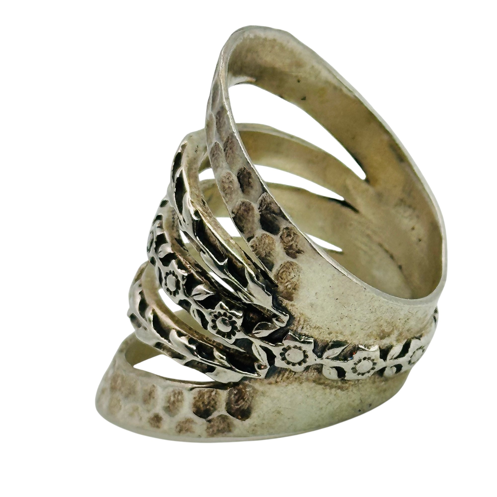 Sterling Hammered Stamped Ring Sz 7