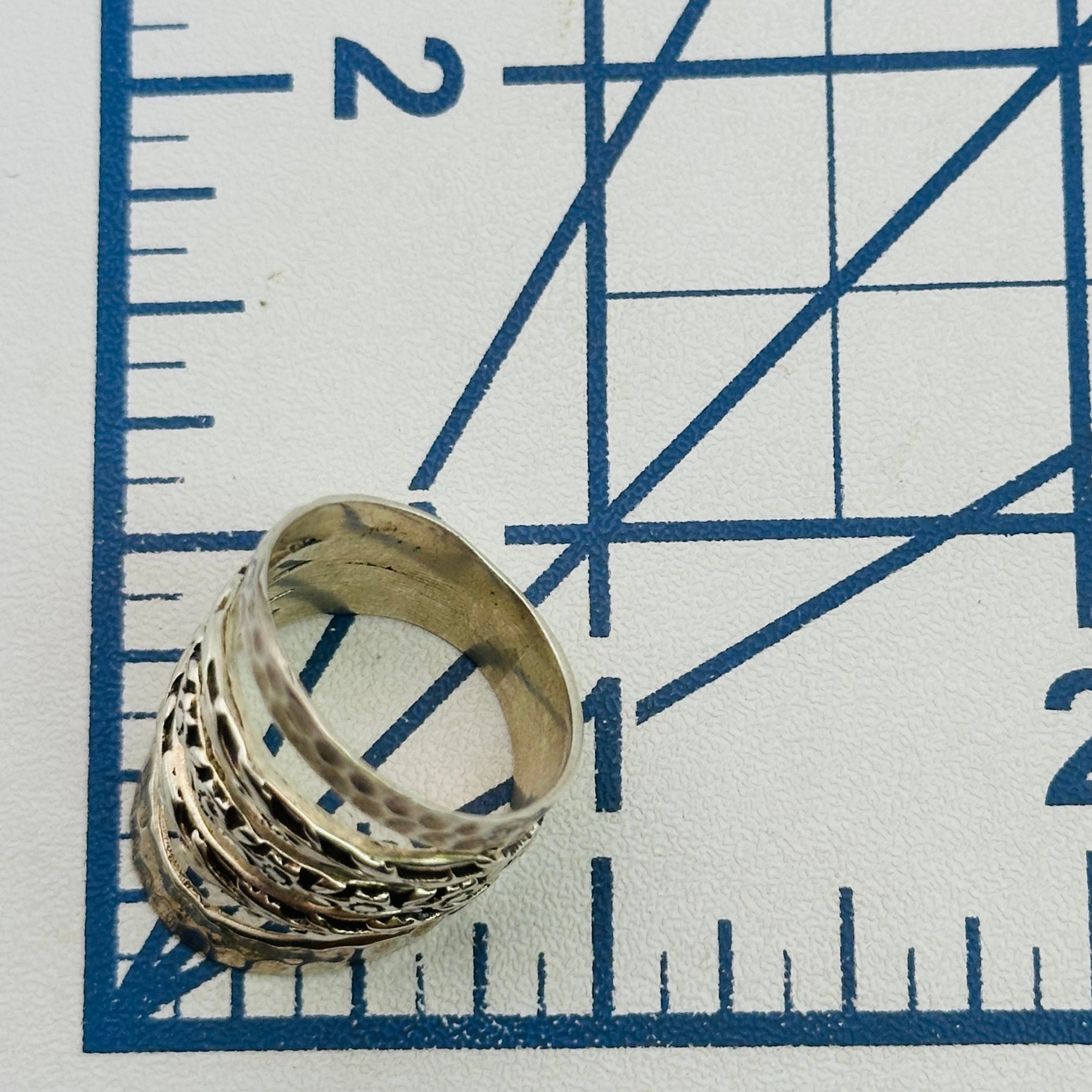 Sterling Hammered Stamped Ring Sz 7