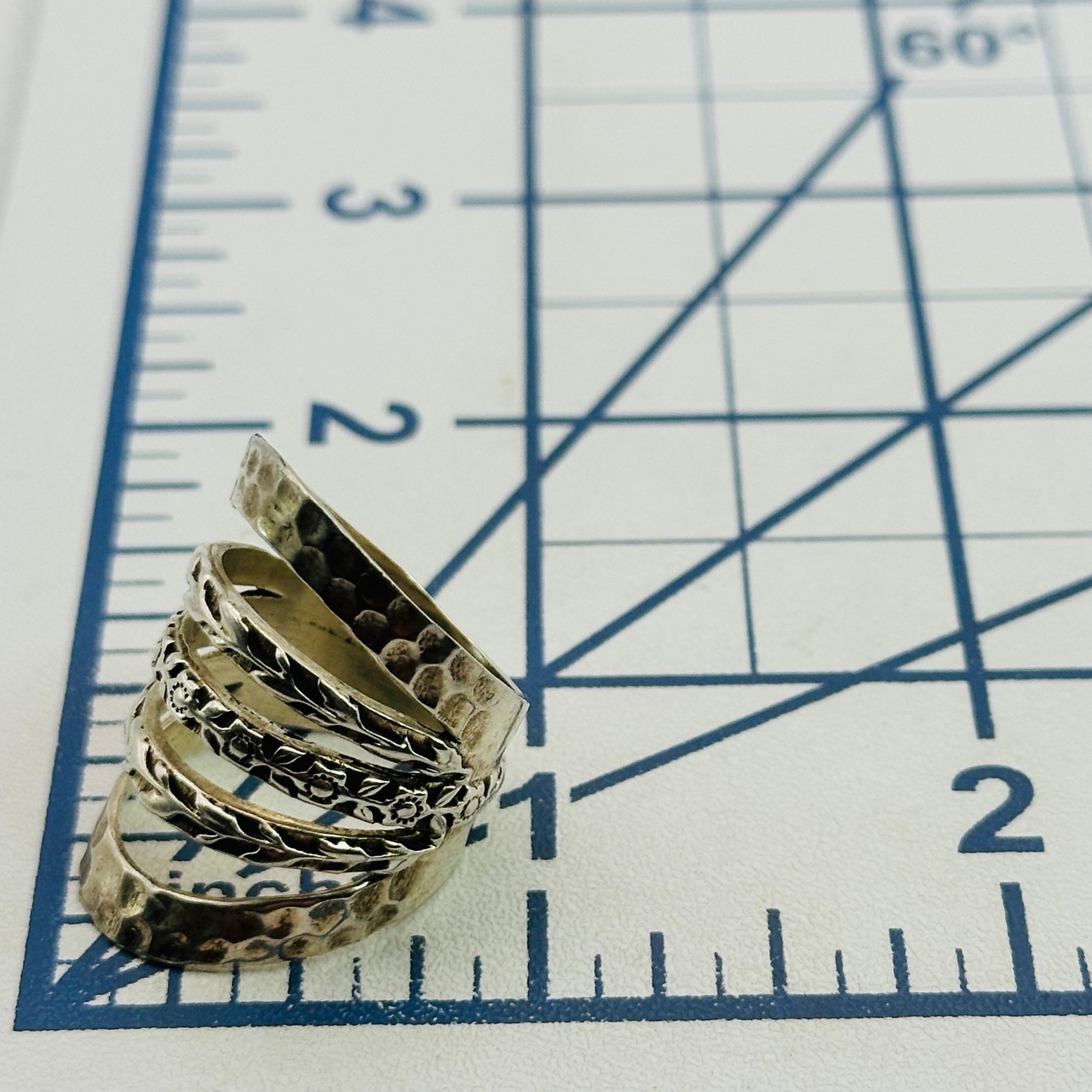 Sterling Hammered Stamped Ring Sz 7