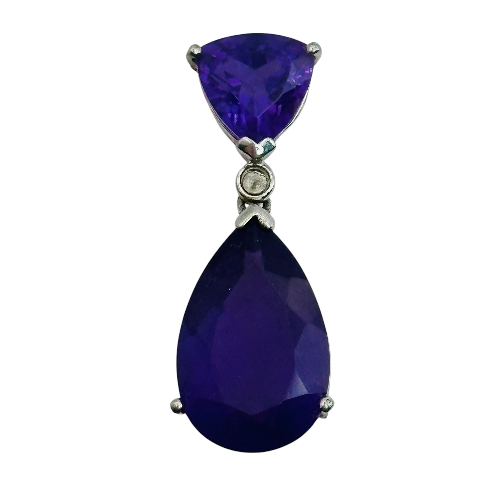 Signed Sterling Amethyst Teardrop Pendant