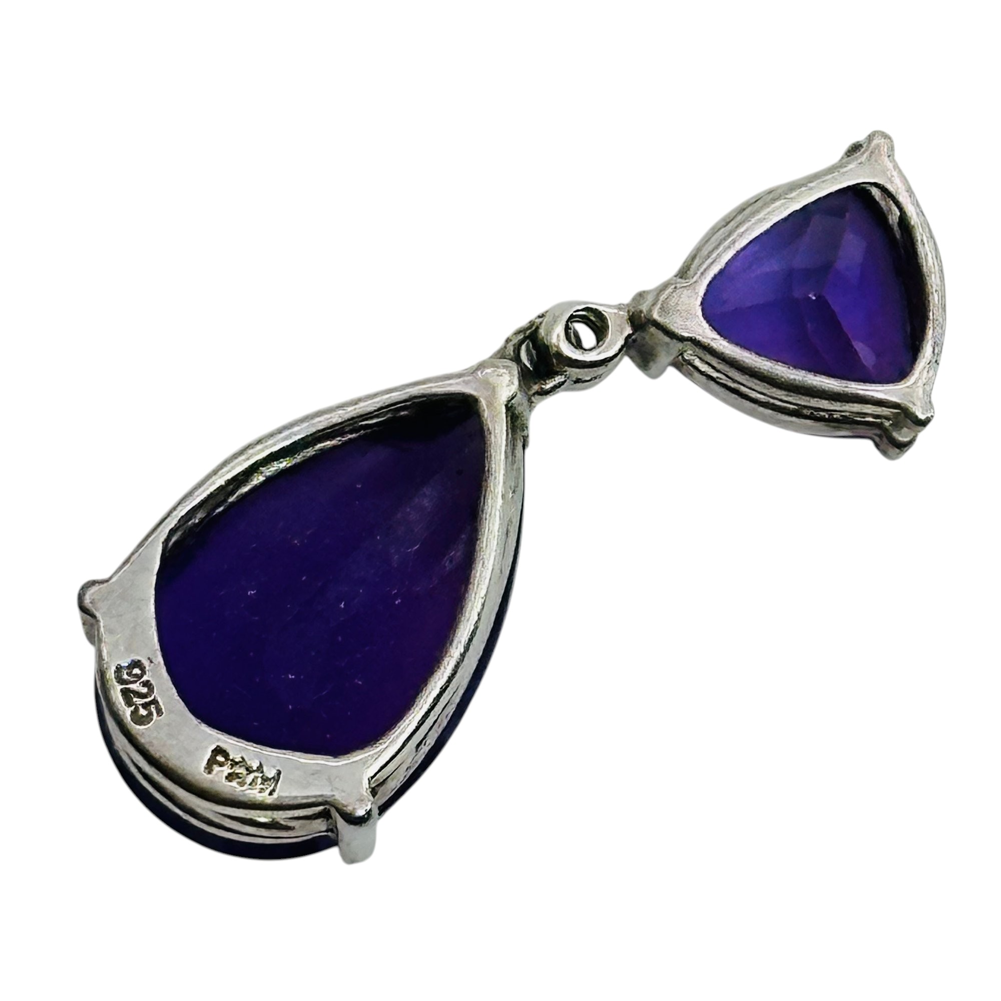 Signed Sterling Amethyst Teardrop Pendant