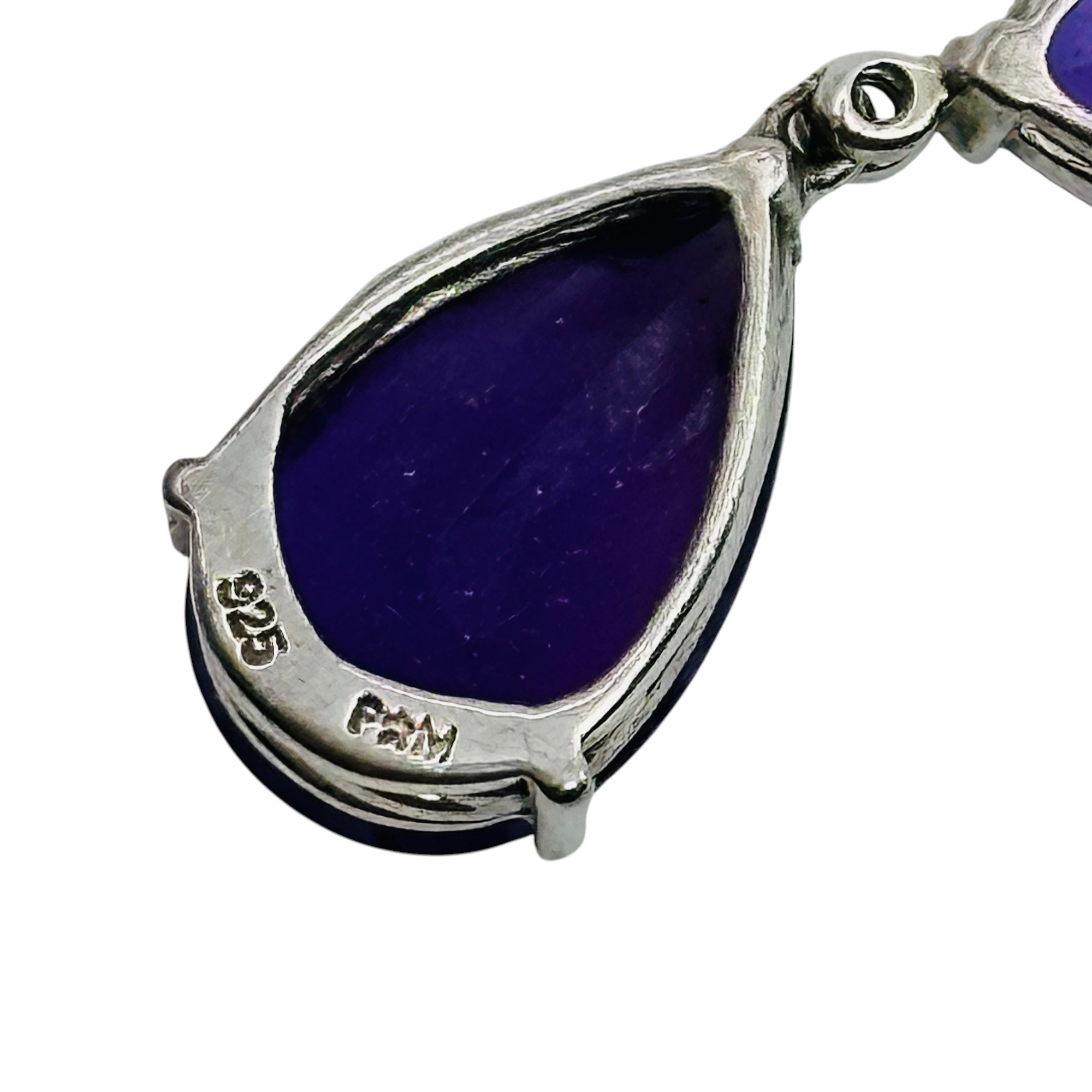 Signed Sterling Amethyst Teardrop Pendant