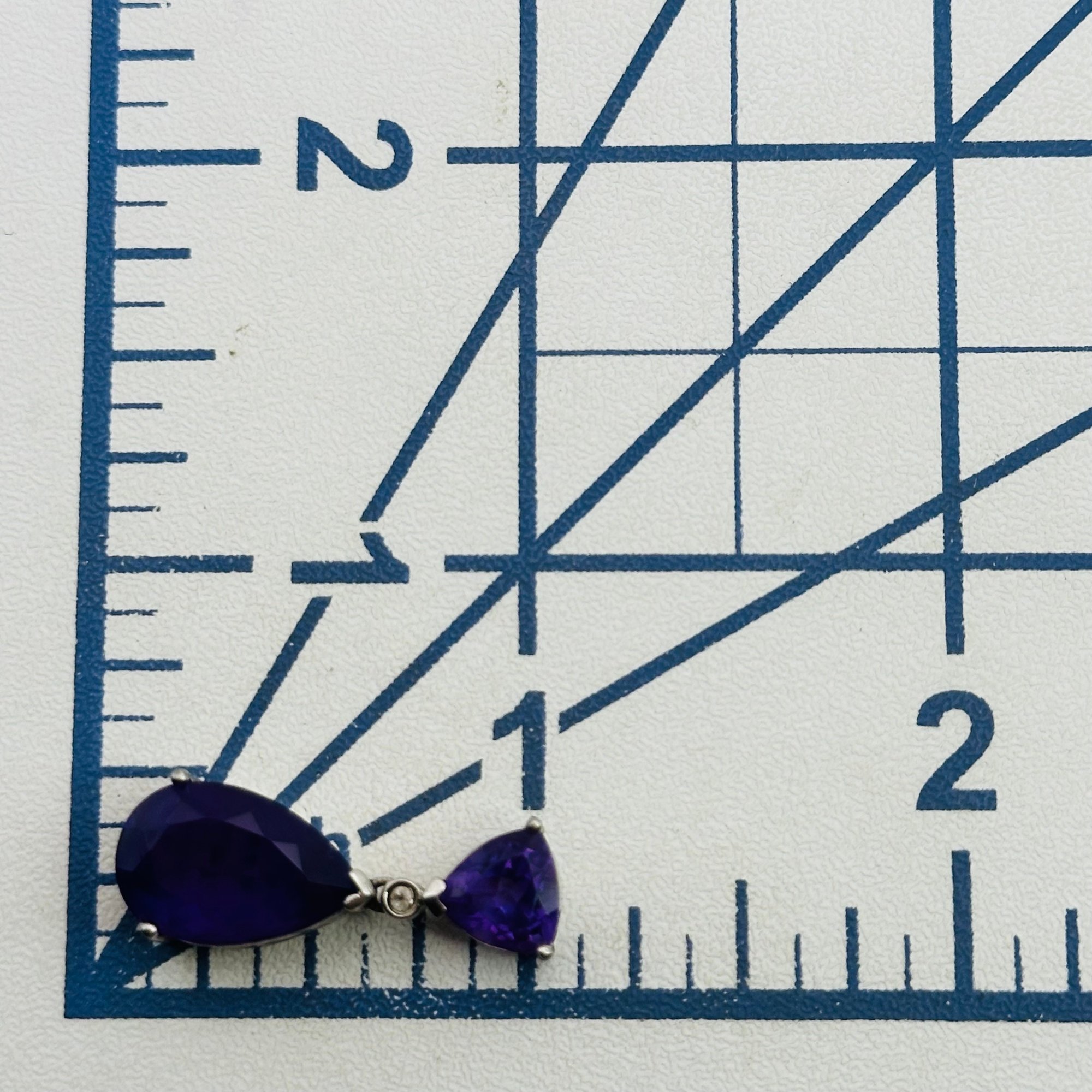 Signed Sterling Amethyst Teardrop Pendant