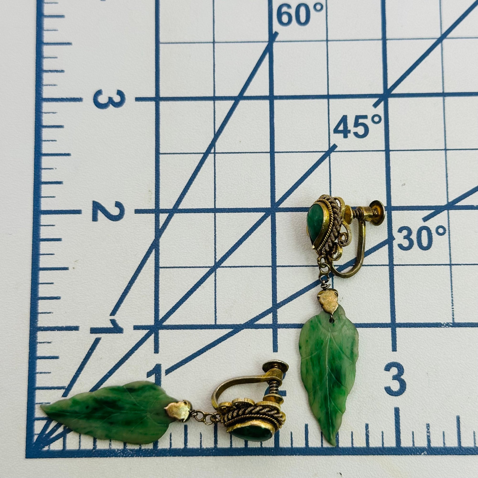 Sterling Jade Decorative Screw Back Earrings