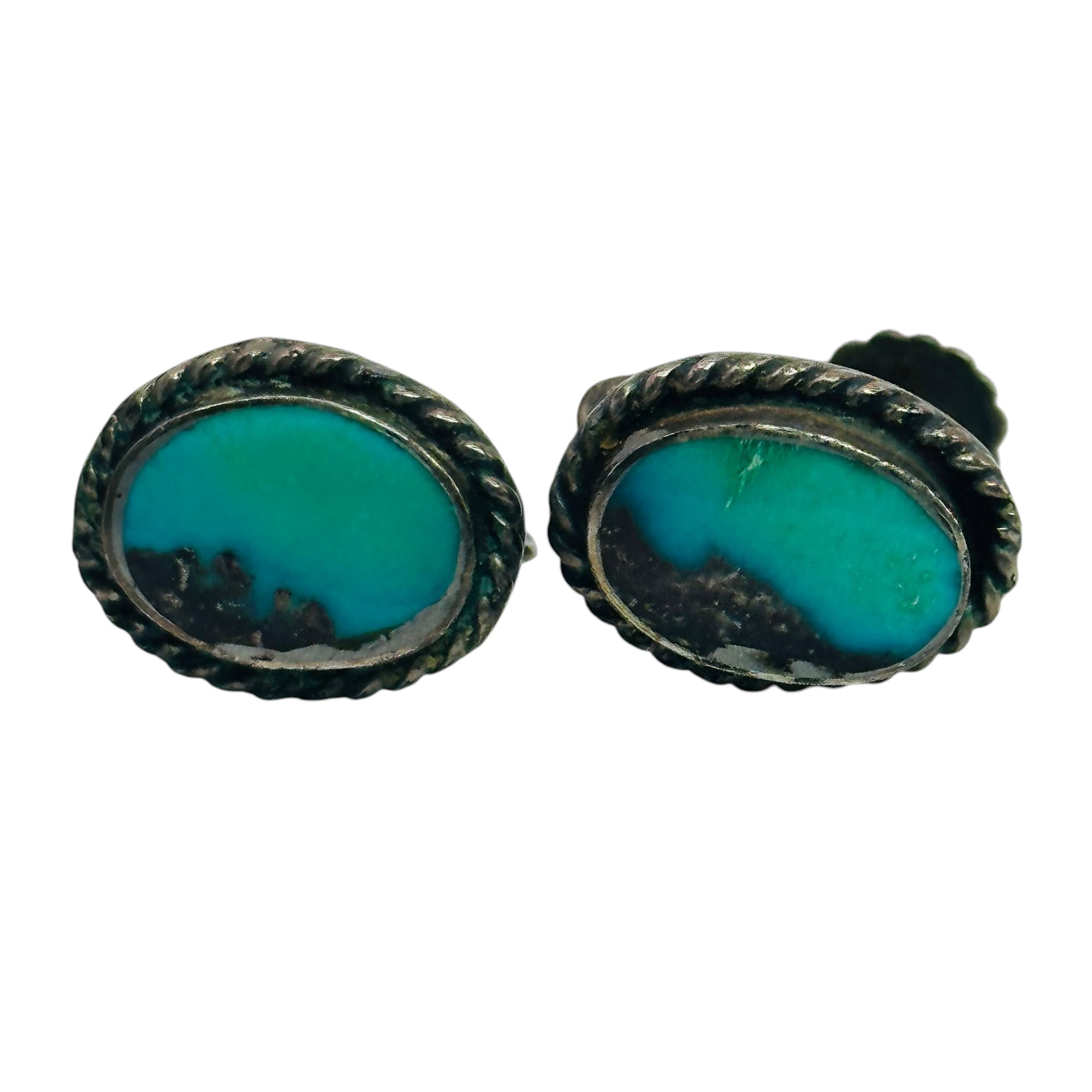 Sterling Turquoise Screw Back Earrings