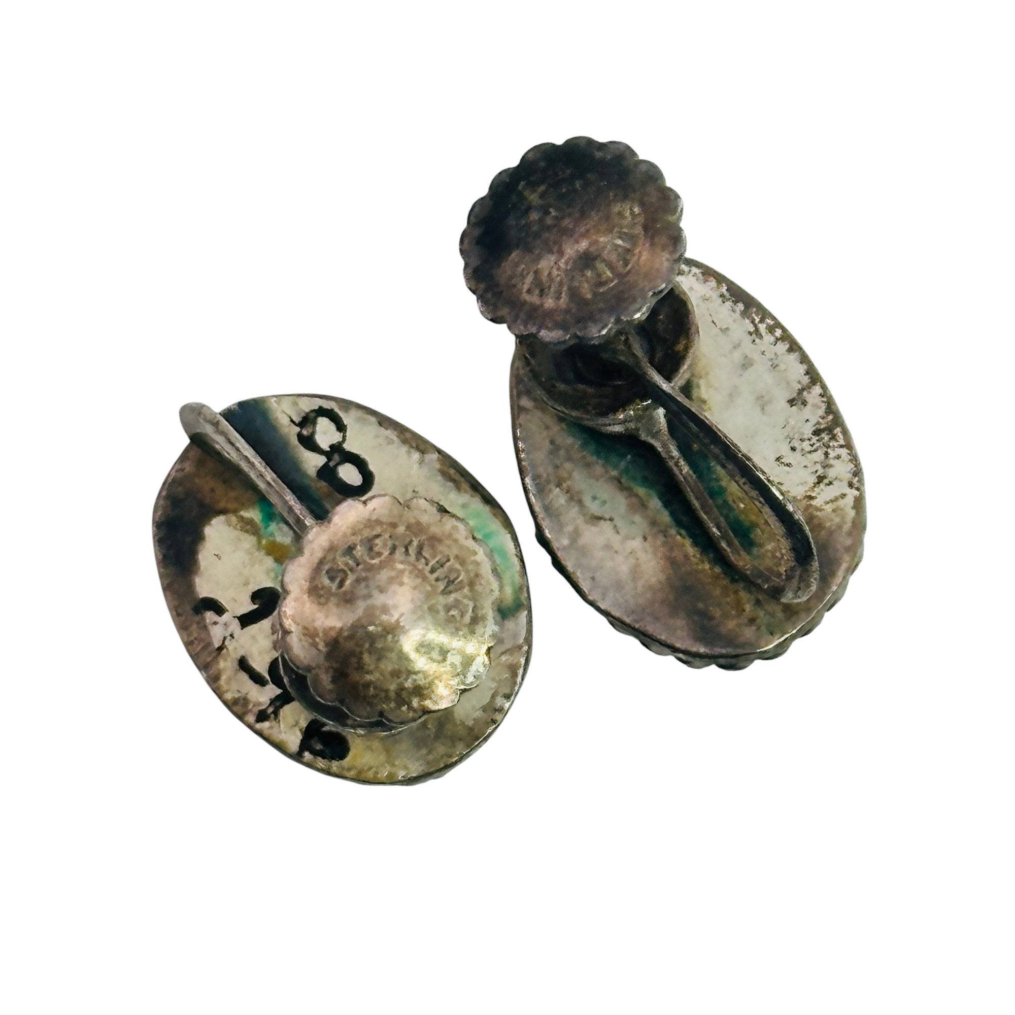 Sterling Turquoise Screw Back Earrings
