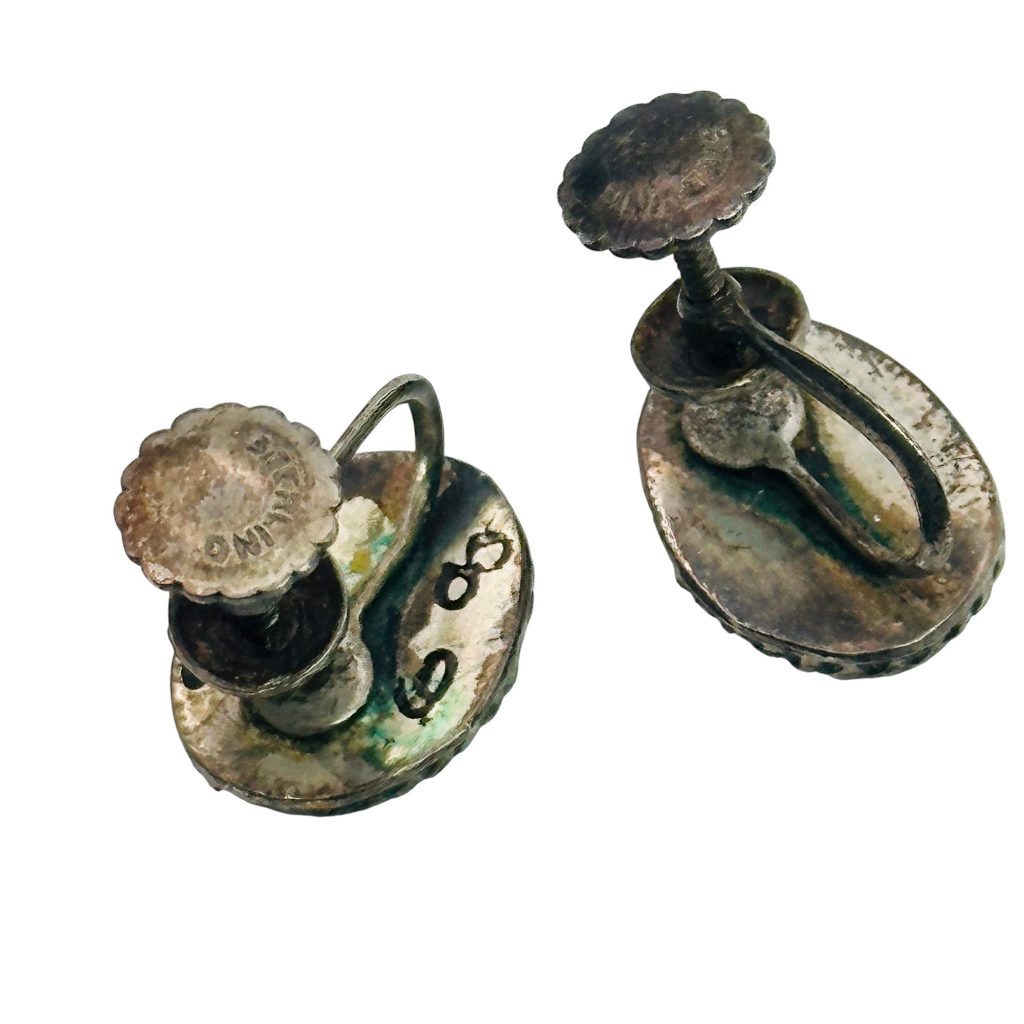Sterling Turquoise Screw Back Earrings