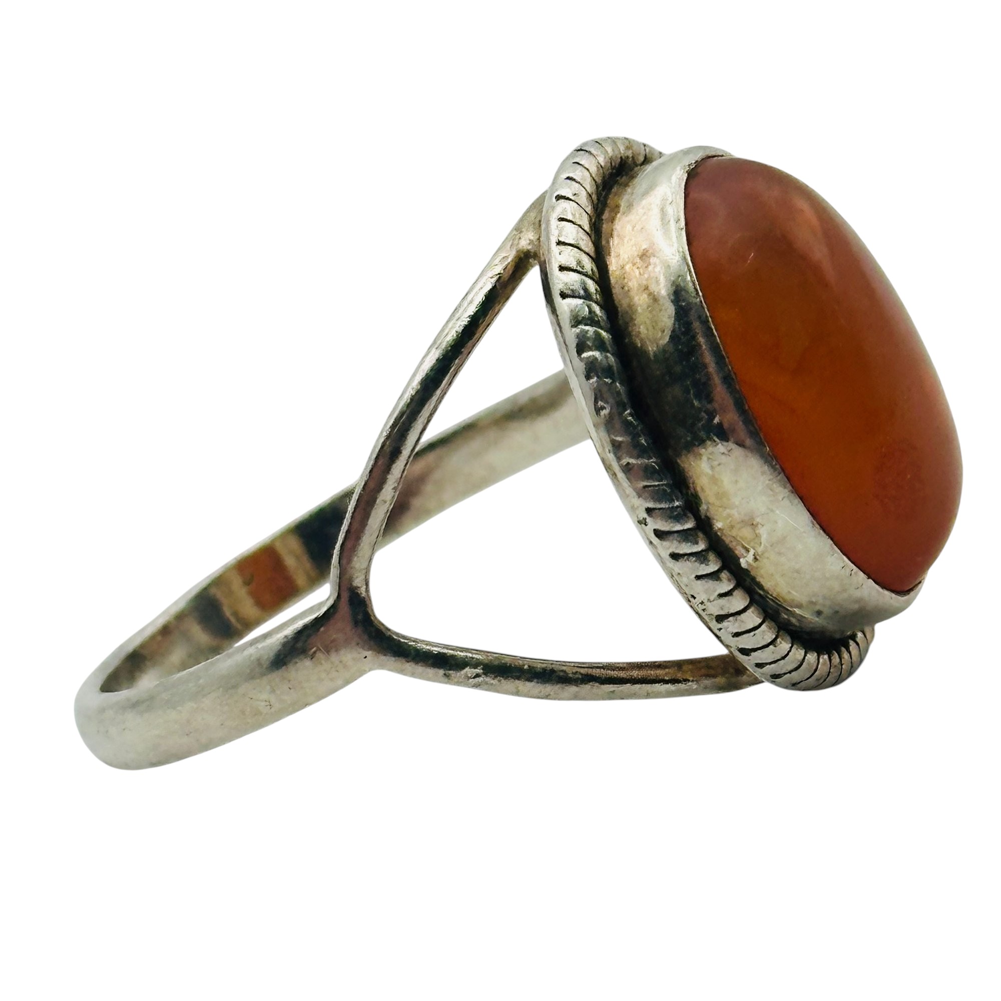 Sterling Carnelian Oval Ring Sz 9