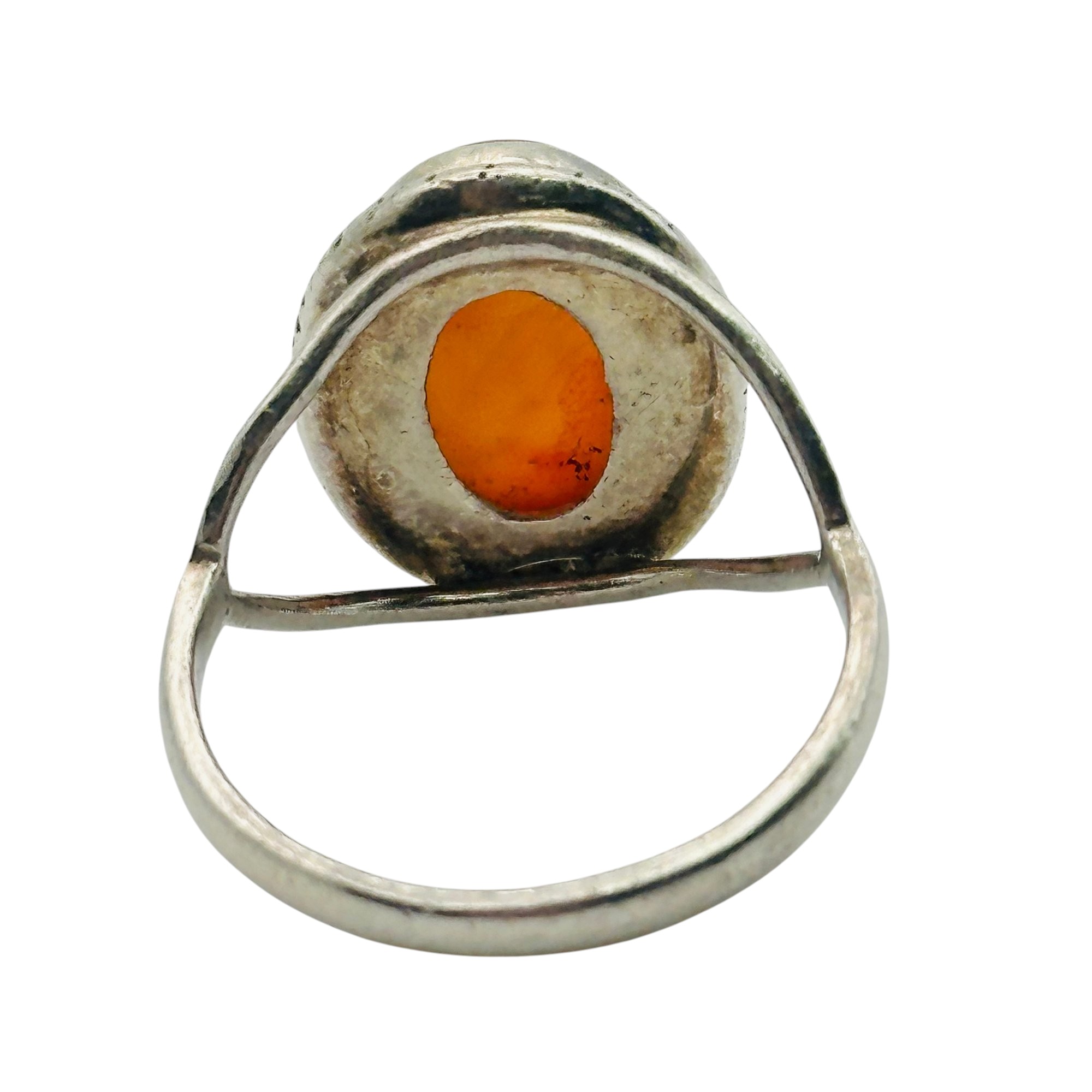 Sterling Carnelian Oval Ring Sz 9