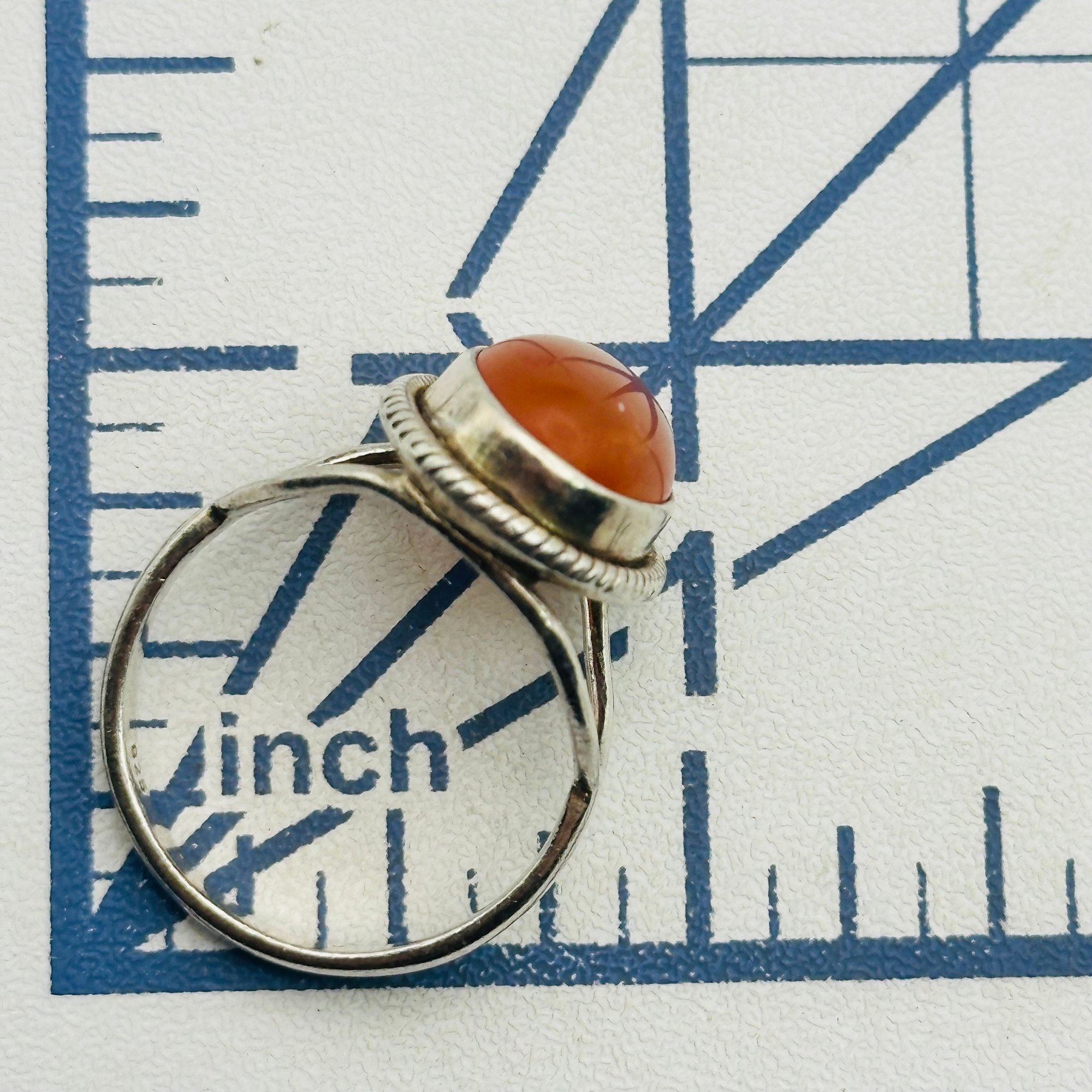 Sterling Carnelian Oval Ring Sz 9