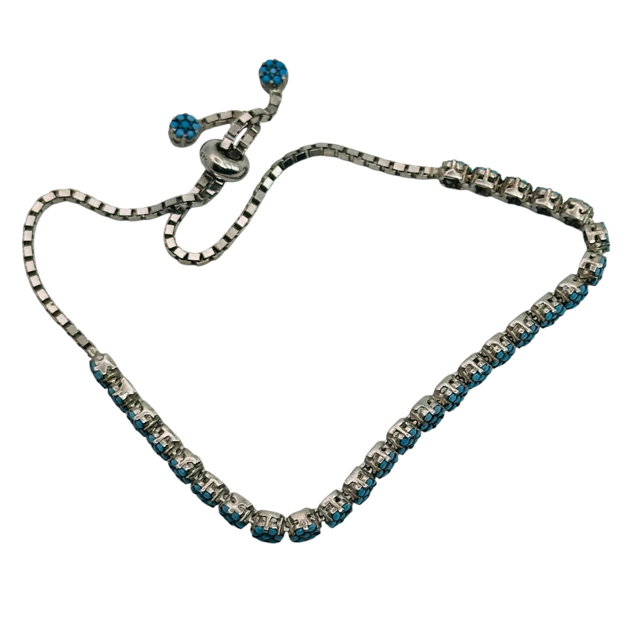 Sterling Turquoise Flower Adjustable Bracelet