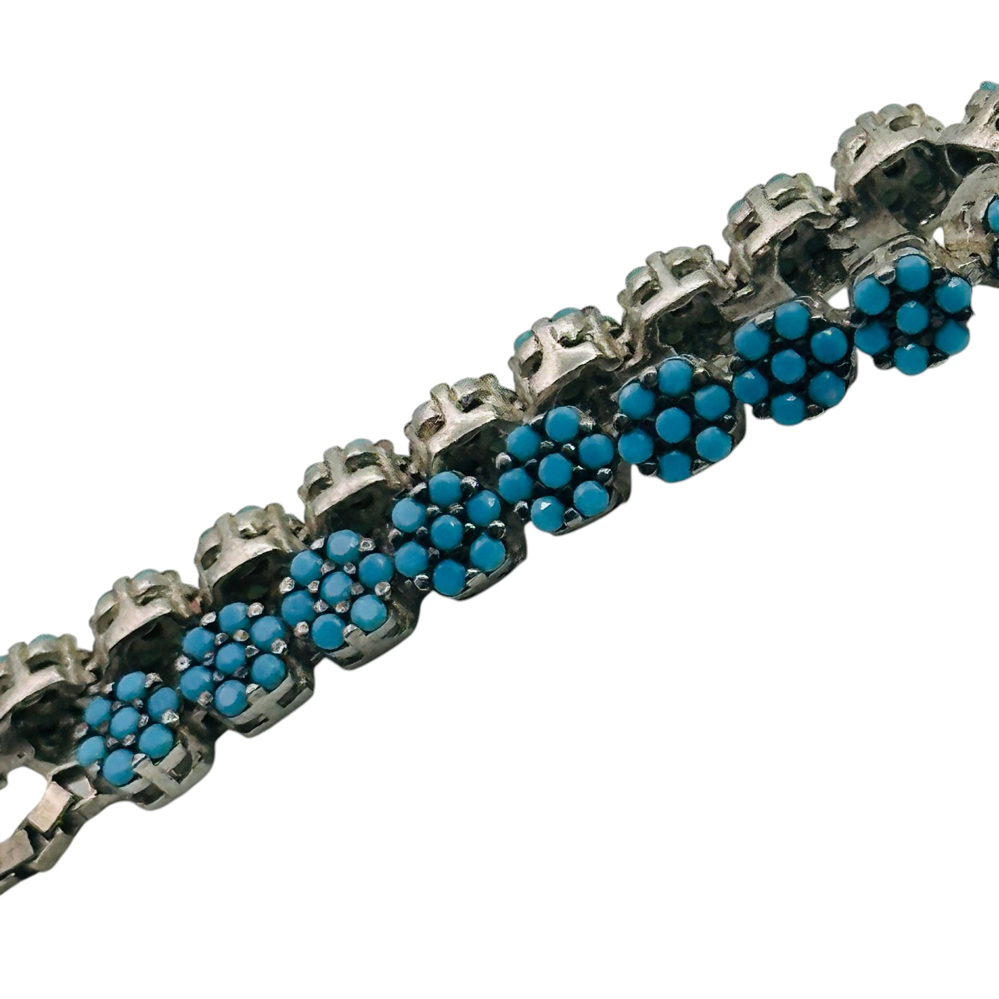 Sterling Turquoise Flower Adjustable Bracelet