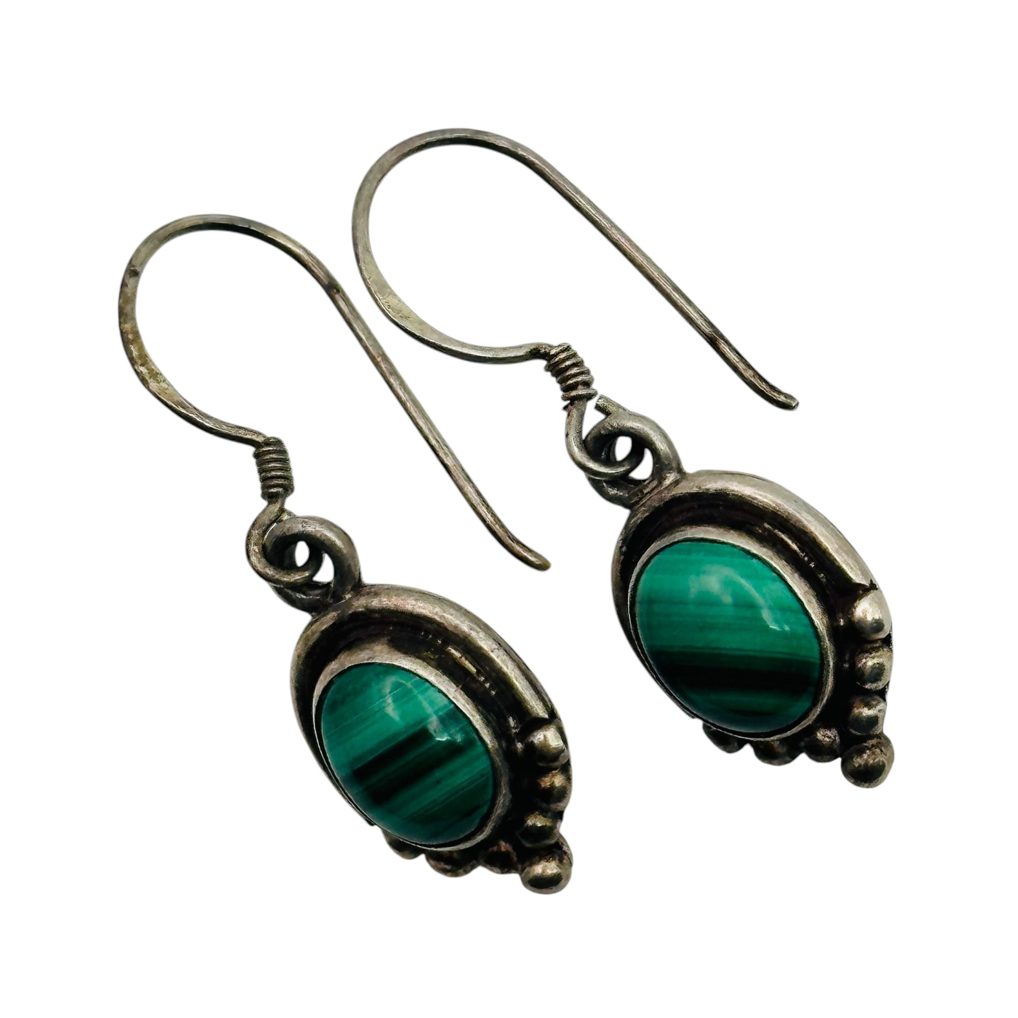 Sterling Malachite Dangle Earrings