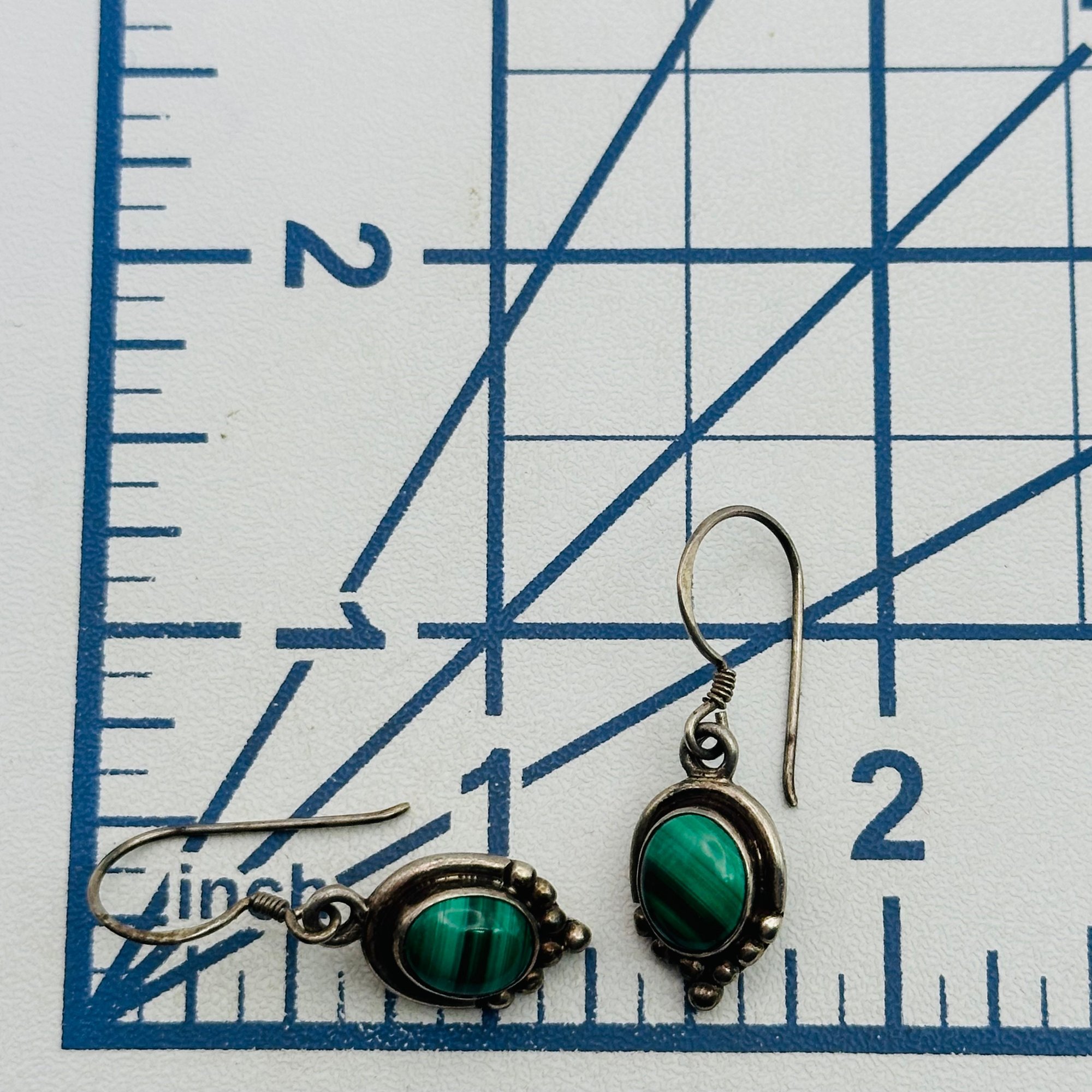 Sterling Malachite Dangle Earrings