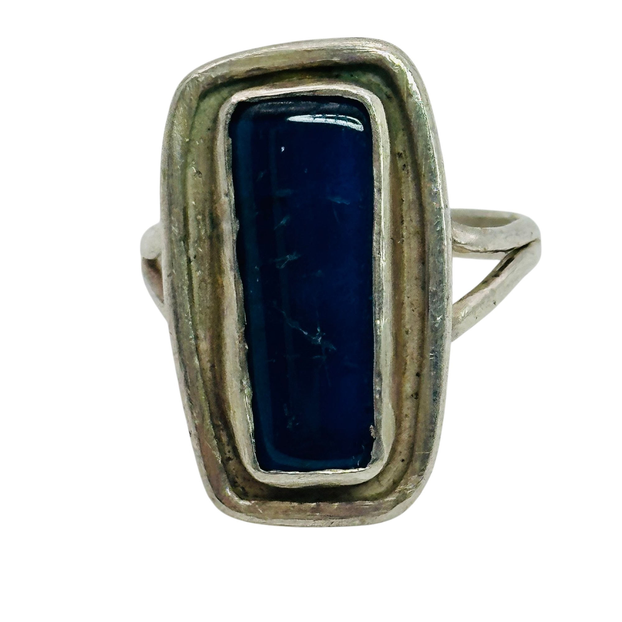 Sterling Blue Jade Ring Sz 5.5