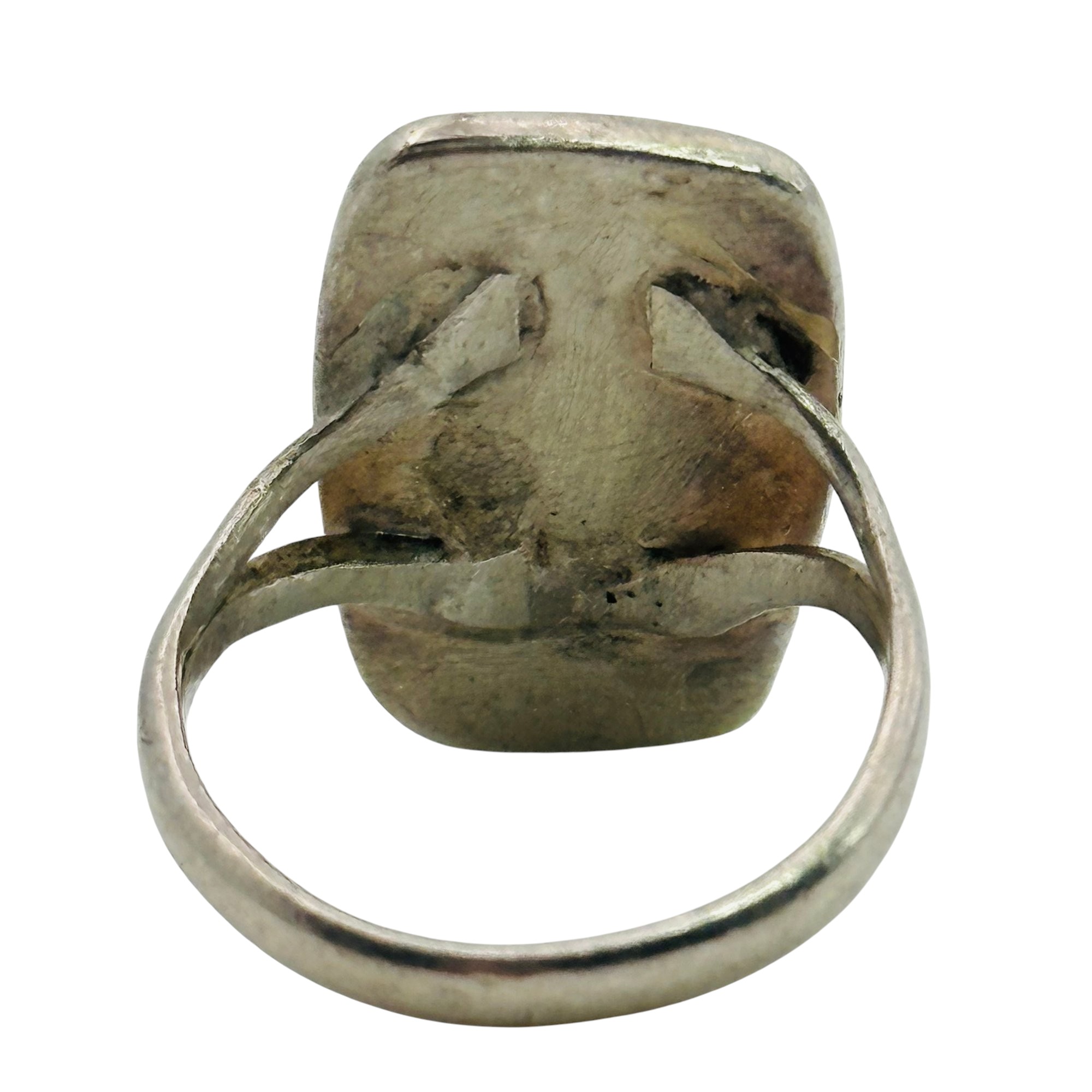 Sterling Blue Jade Ring Sz 5.5