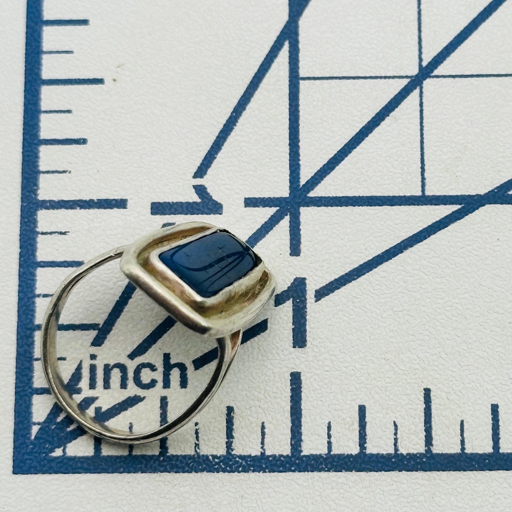Sterling Blue Jade Ring Sz 5.5
