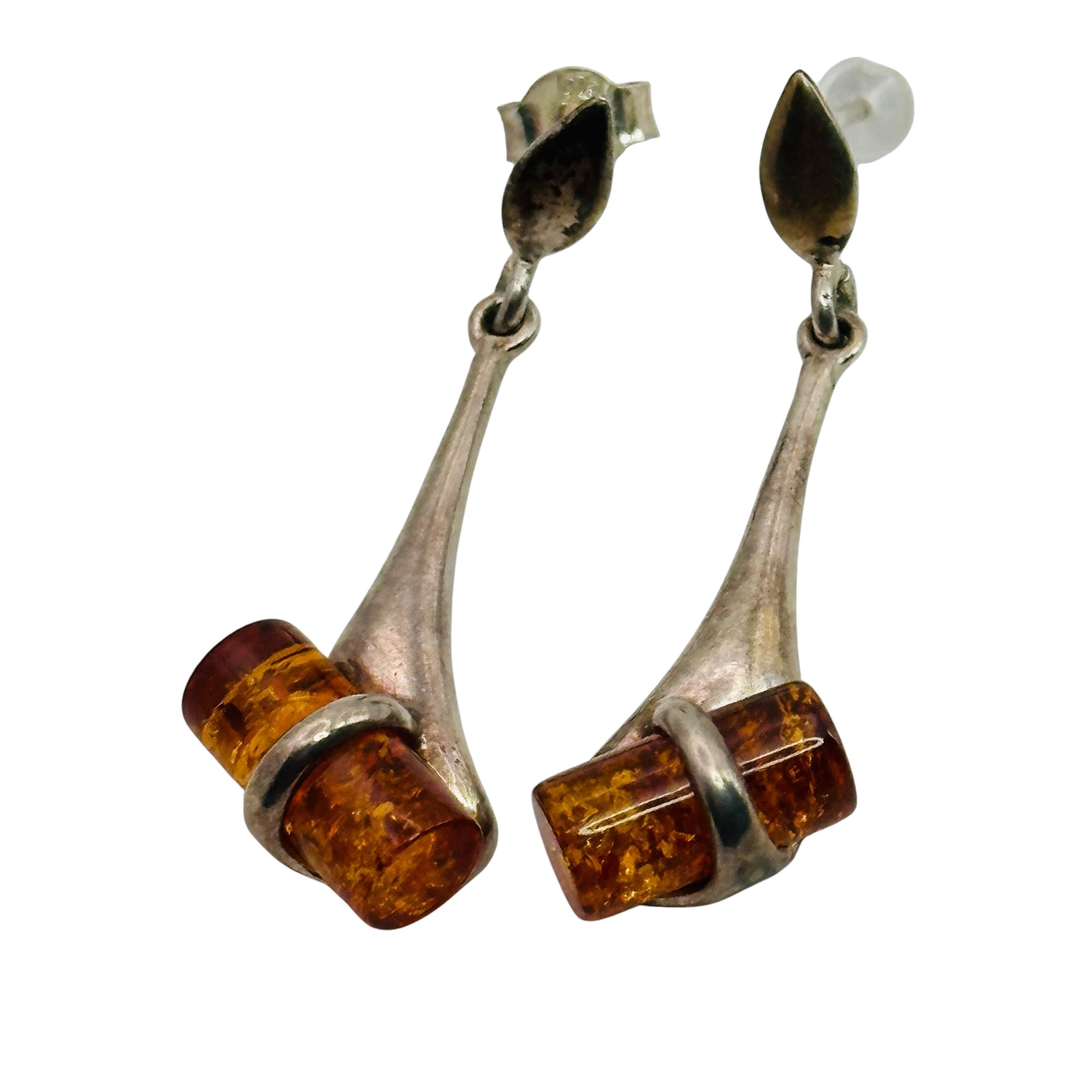 Sterling Amber Earrings