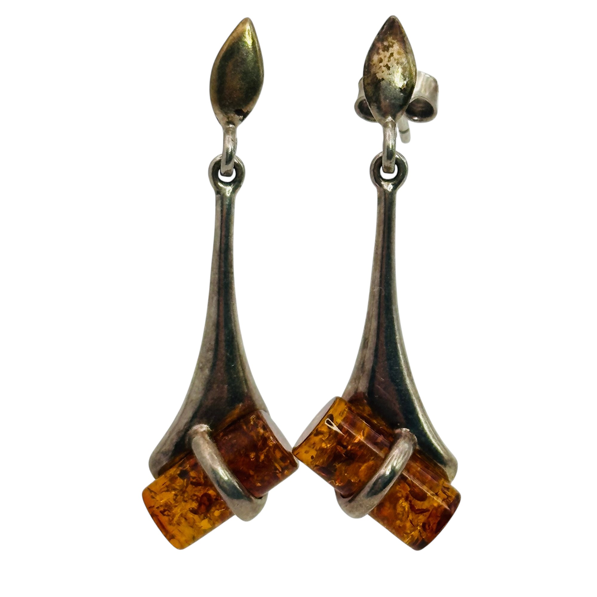 Sterling Amber Earrings