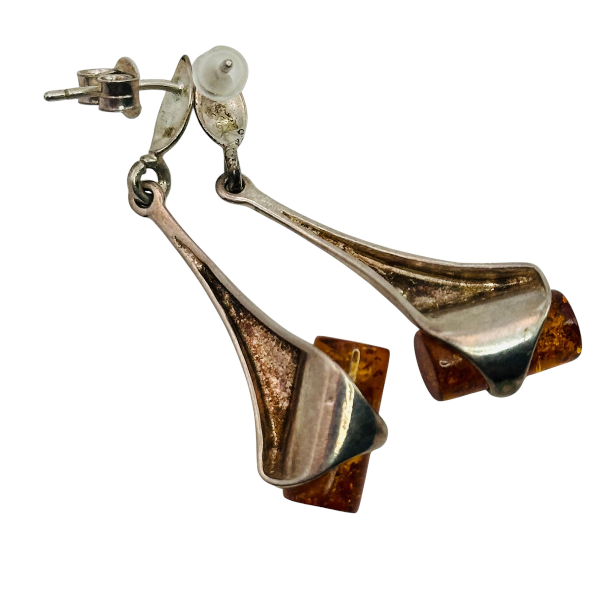 Sterling Amber Earrings