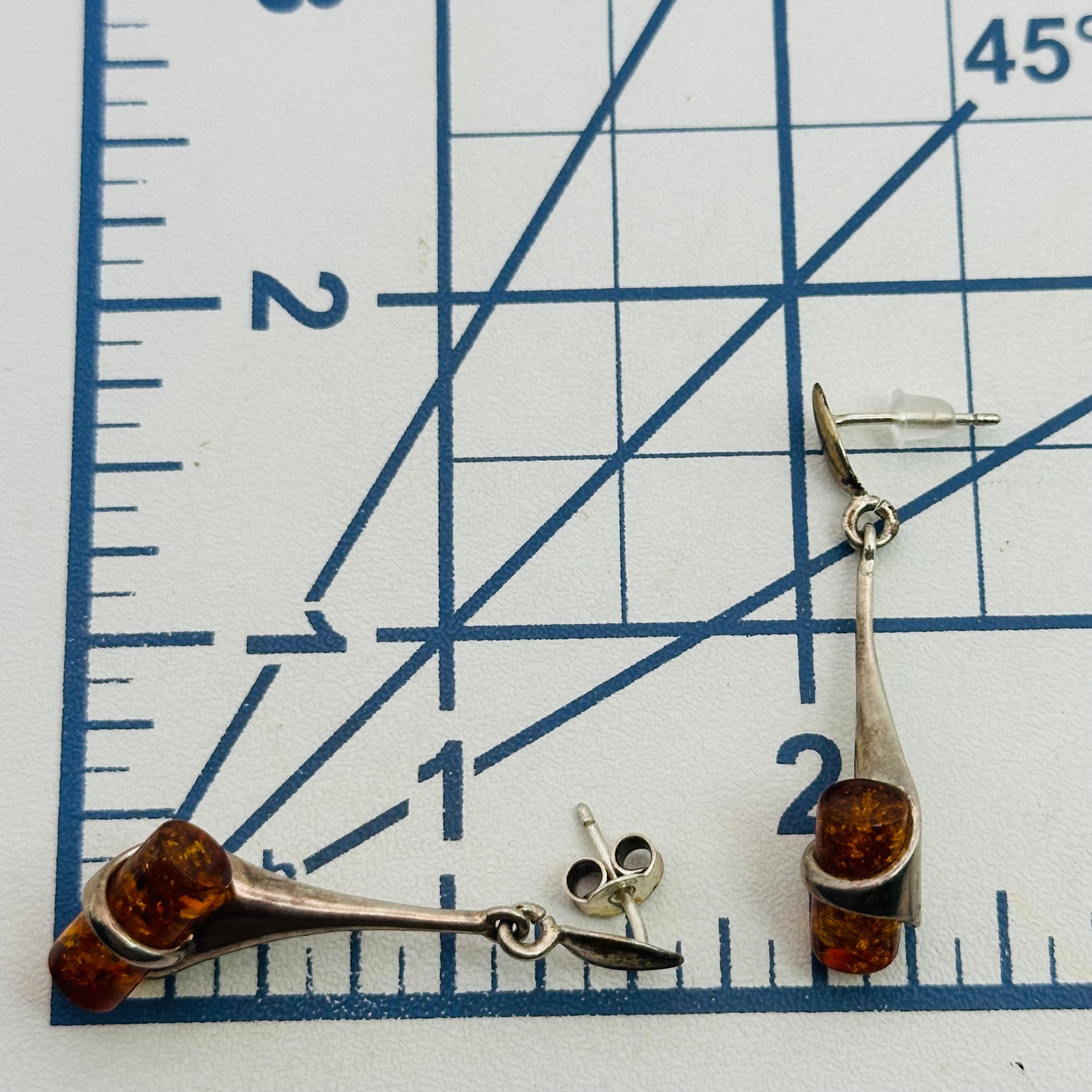 Sterling Amber Earrings