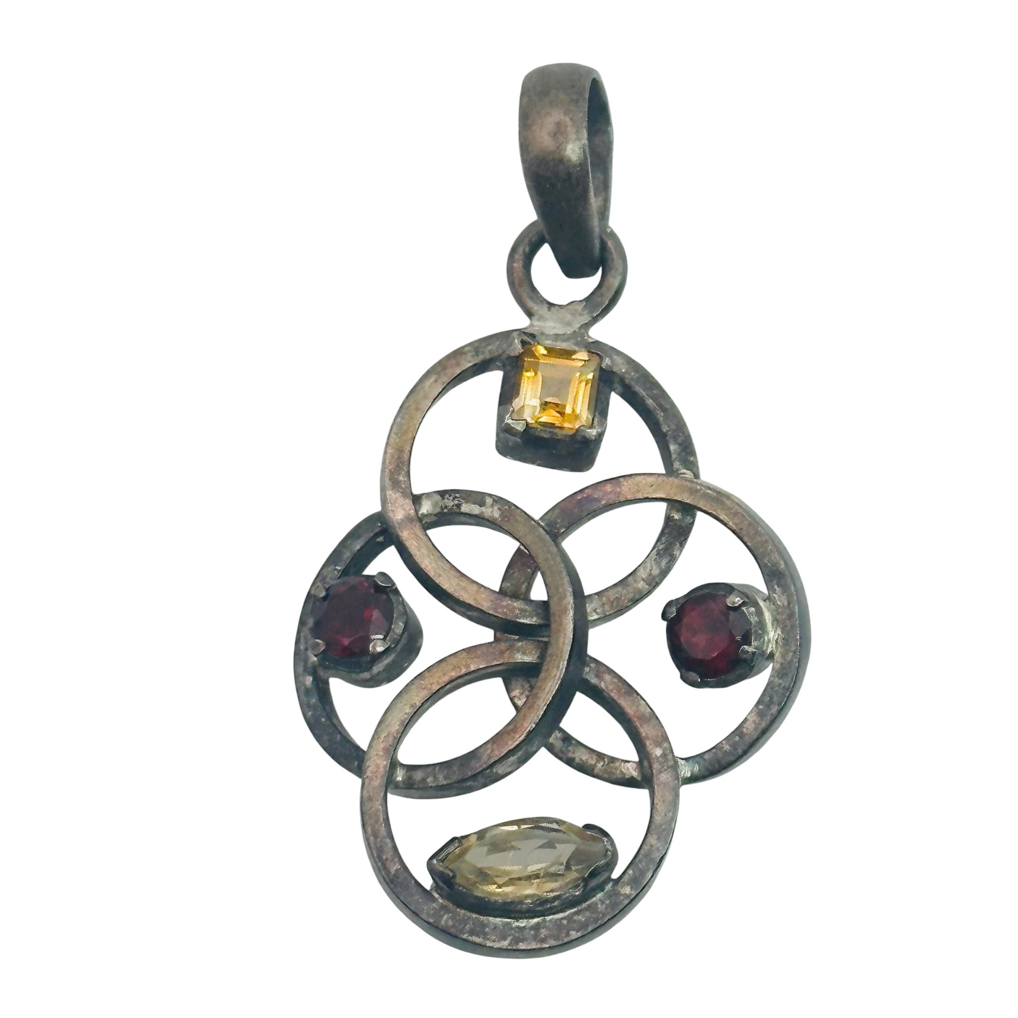 Sterling Citrine Garnet Lopped Pendant