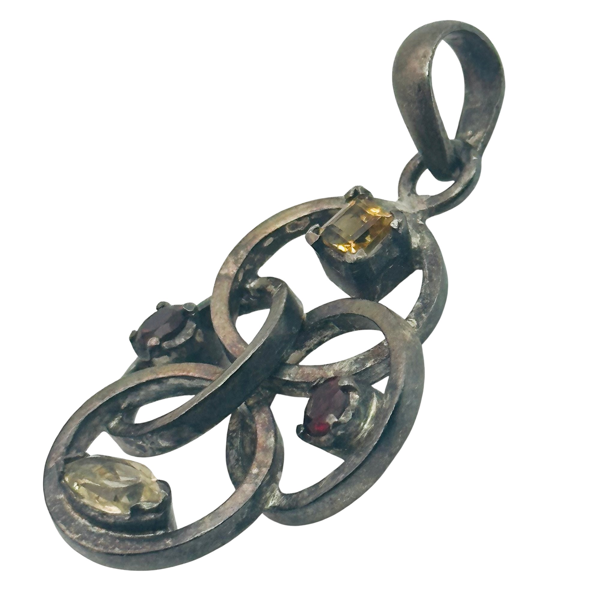 Sterling Citrine Garnet Lopped Pendant