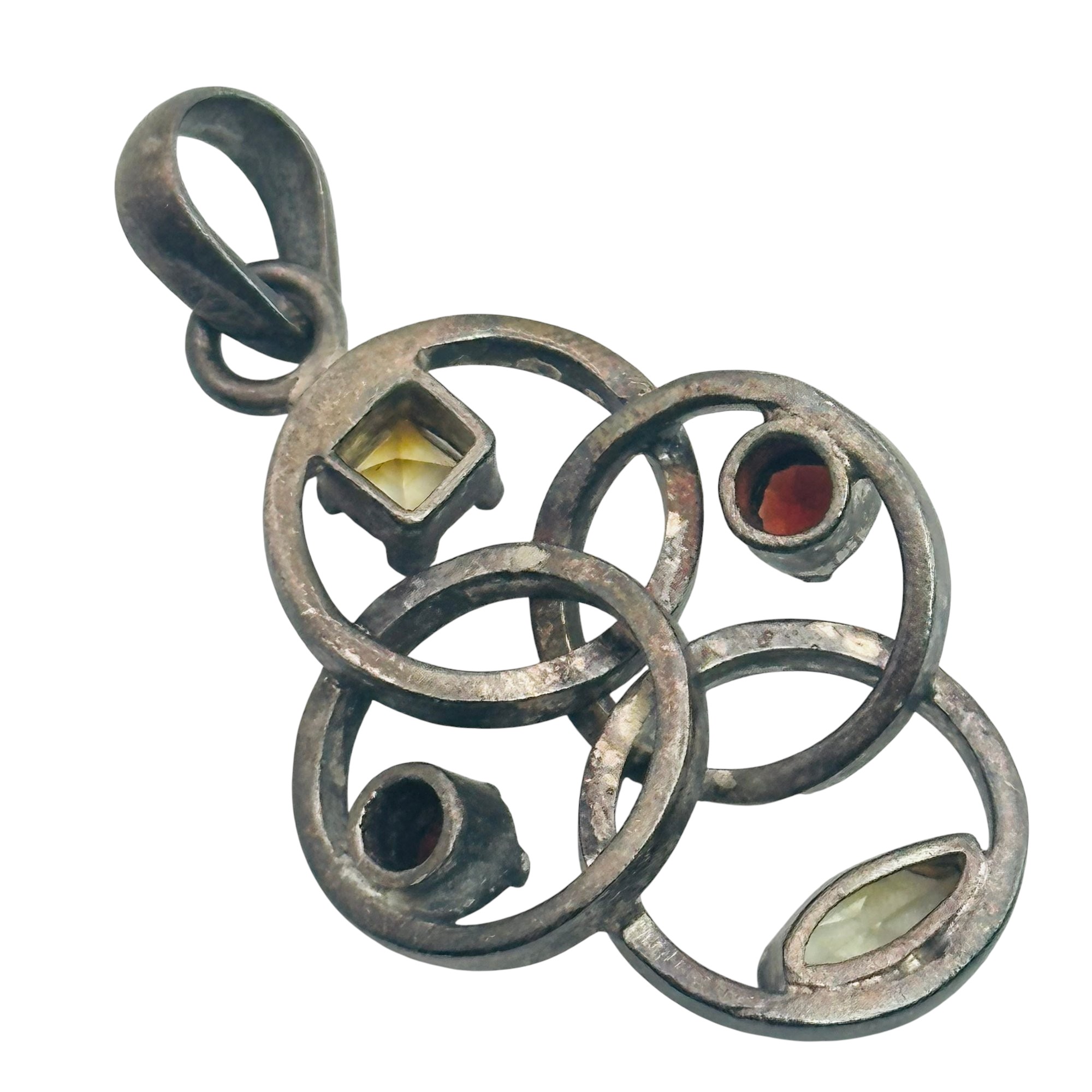 Sterling Citrine Garnet Lopped Pendant