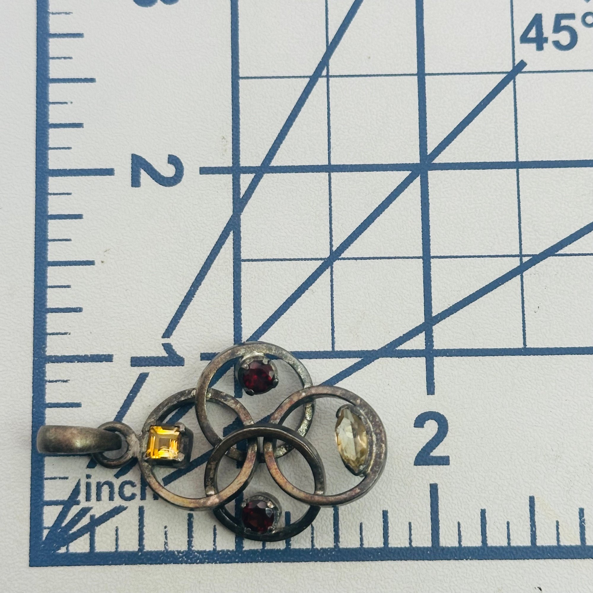 Sterling Citrine Garnet Lopped Pendant