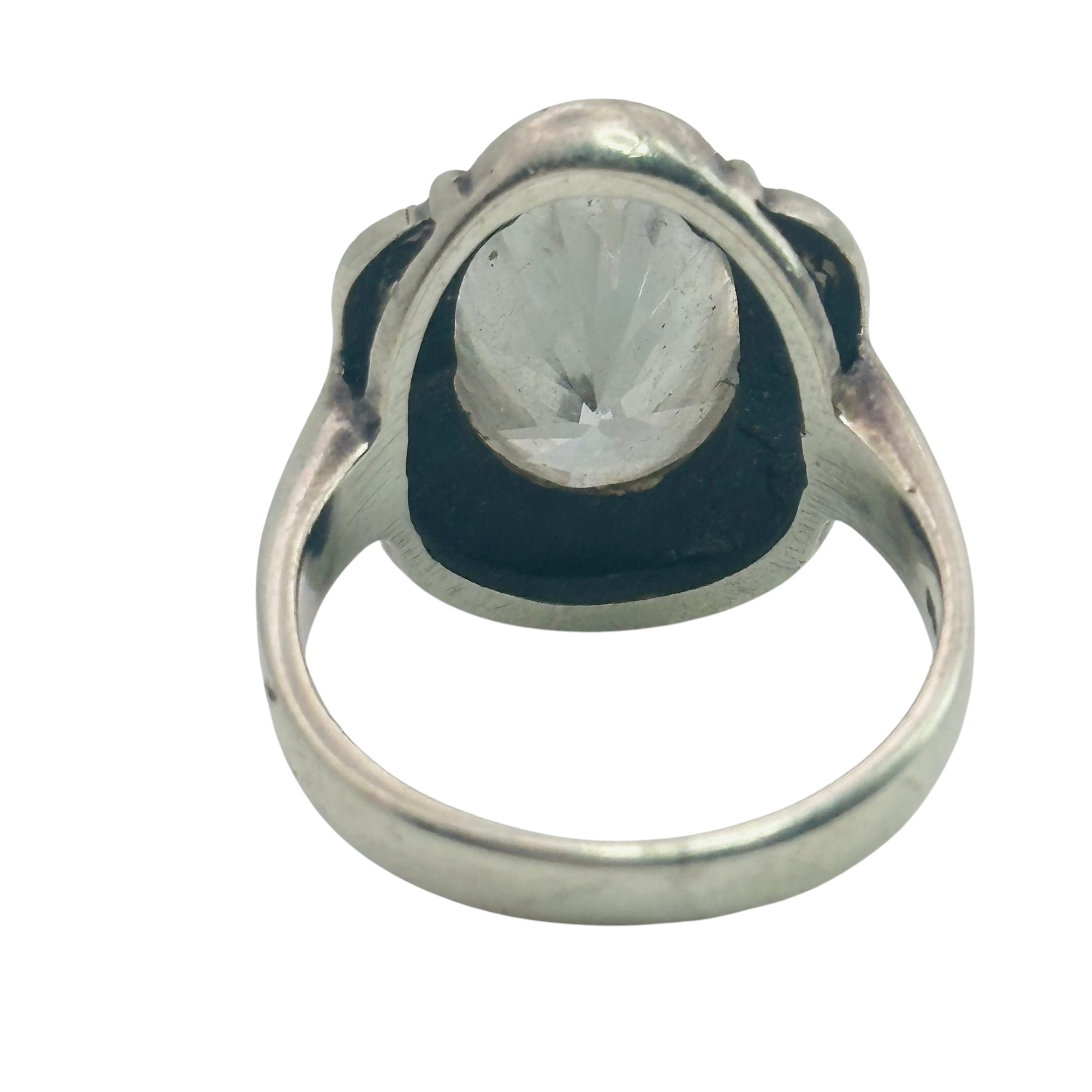 Sterling Rhinestone Marcasite Ring Sz 9