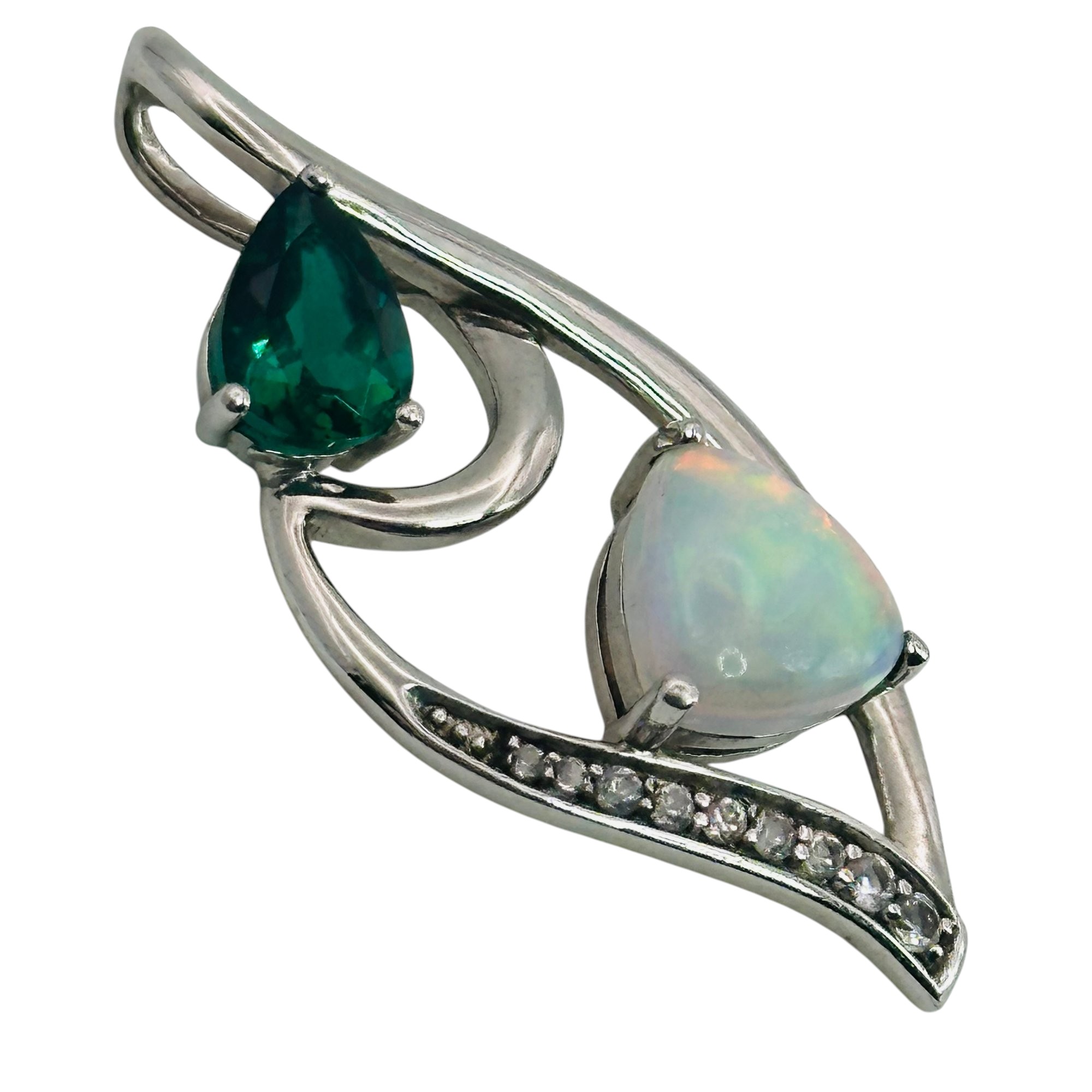 Sterling Multi Stone Emerald Pendant