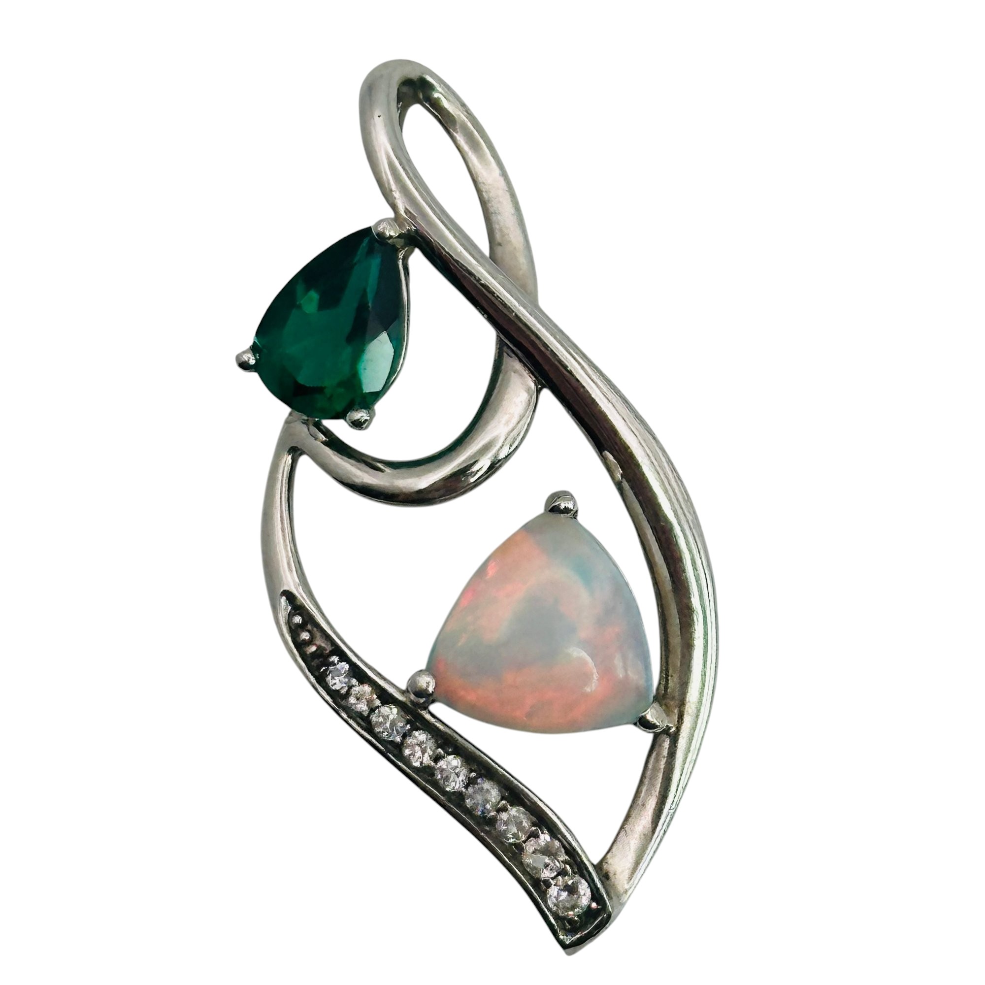 Sterling Multi Stone Emerald Pendant