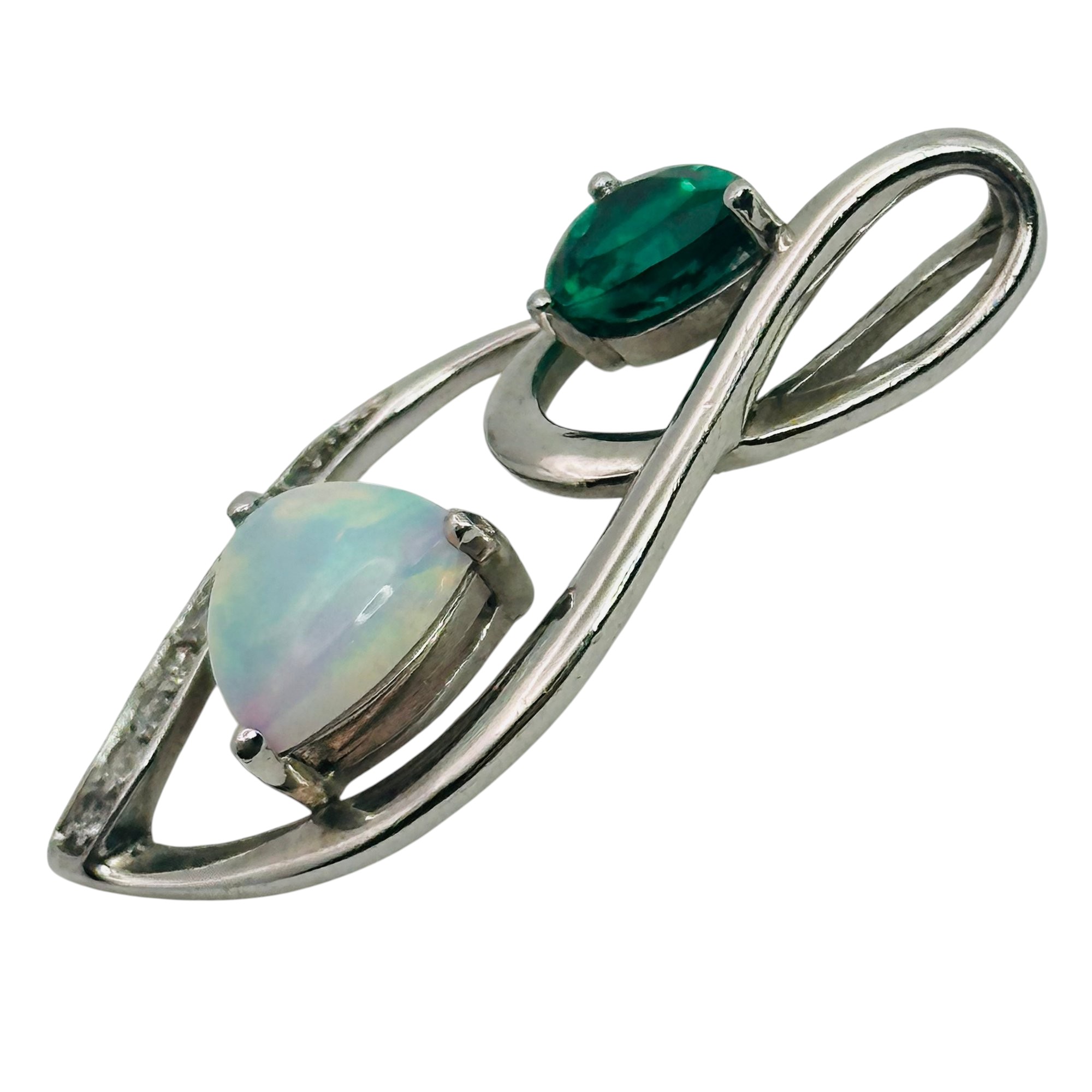 Sterling Multi Stone Emerald Pendant