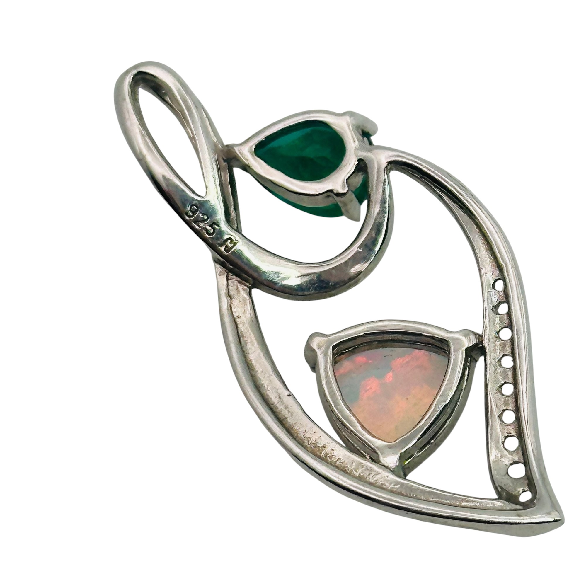Sterling Multi Stone Emerald Pendant